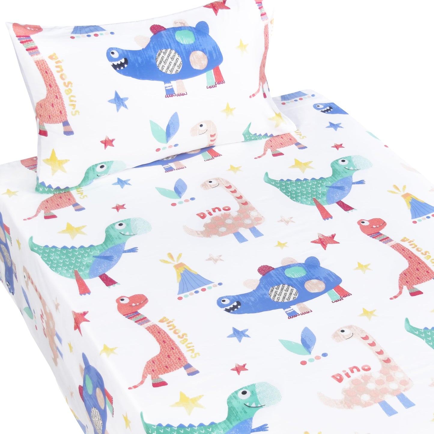Scientific Sleep Jurassic Big Dinosaur Cute Kids Toddler Boys Girls 100% Cotton 3 Pcs Twin Bed Sheet Set, Flat Sheet & Fitted Sheet & Pillowcase Kids Bedding Set Twin