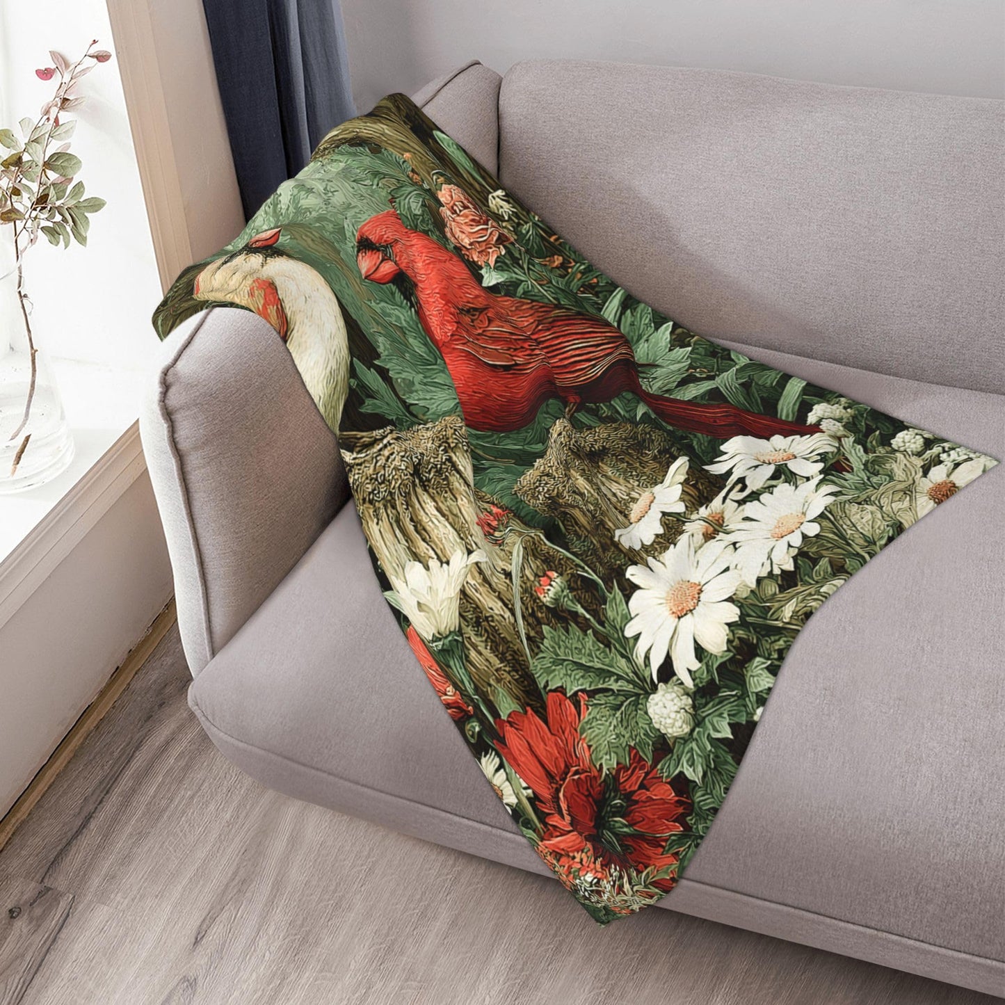 Cardinal Throw Blanket Soft Warm Cozy Christmas Cardinals Blankets Fuzzy Plush Fleece Cardinal Blanket Red Birds Gifts for Couch Bed Sofa Home Decor 40''X50''
