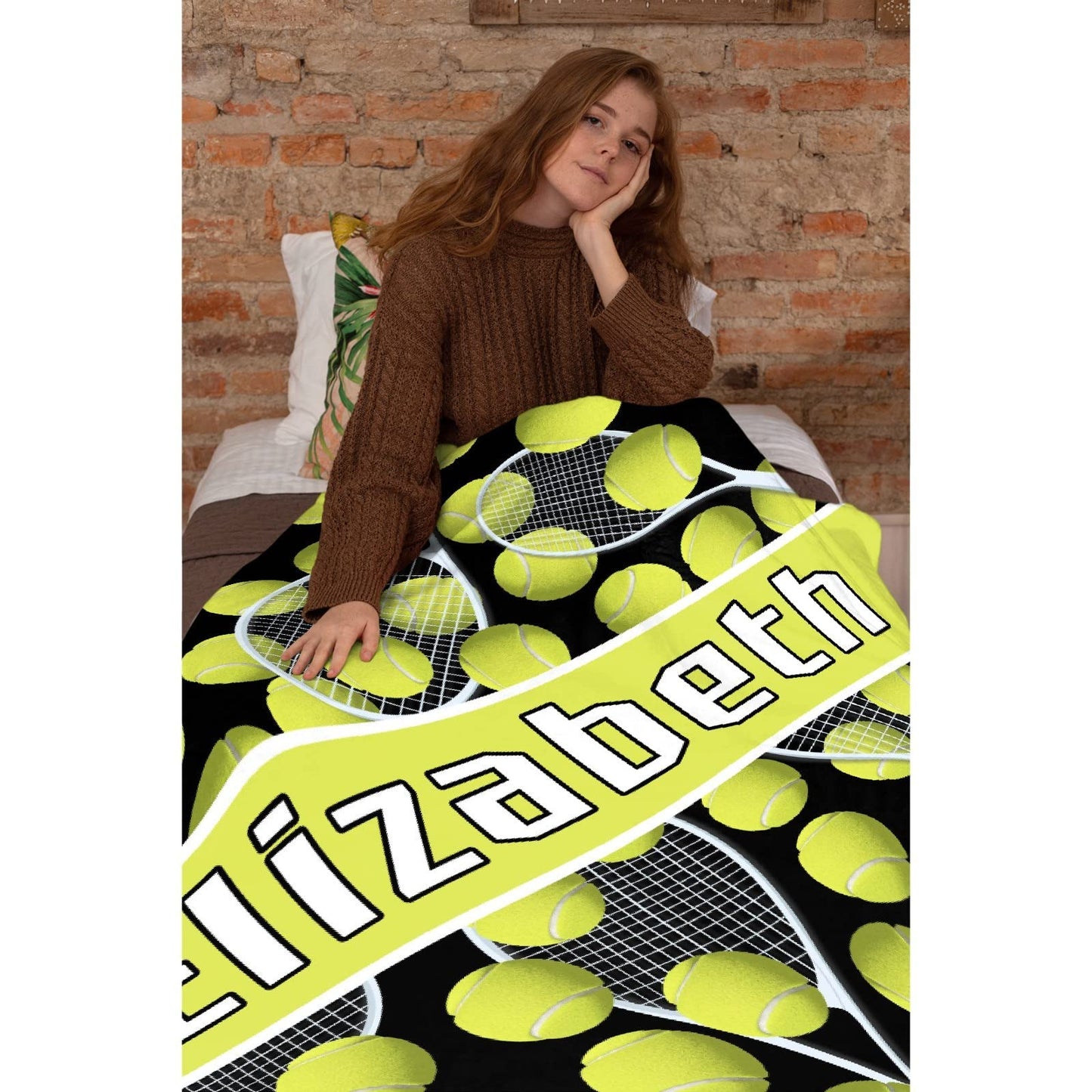 Tennis Custom Blanket with Words Picture Collage Soft Customized Blankets, Birthday Throw Personalized Gifts for Family, Mom, Kids, Dogs, Friends or Lover 50 in x 40 in Small for Kids