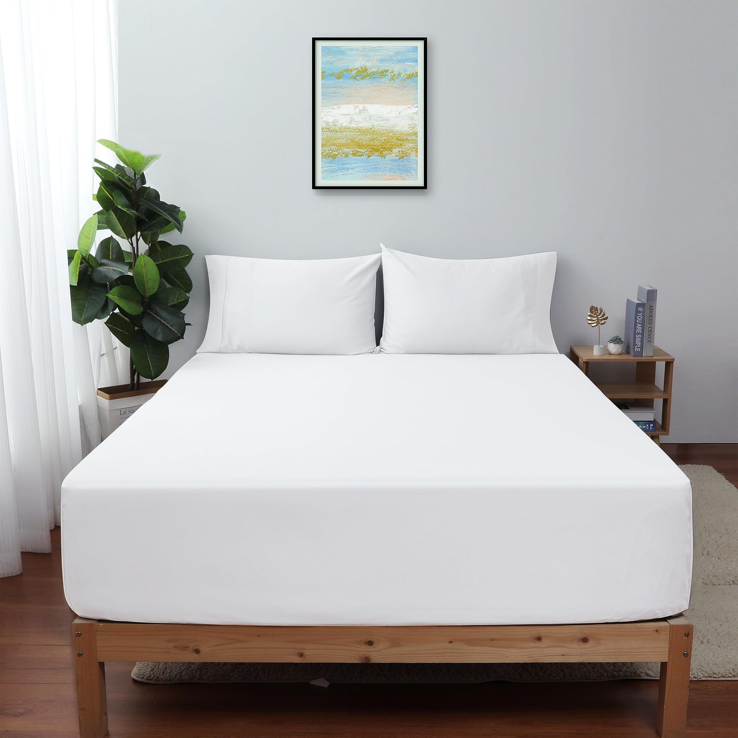 King Size Fitted Sheet Only White, 100% Egyptian Cotton 600 Thread Count, 16" Deep Pocket Premium Cotton Mattress Sheet (1 Bottom Sheet Only)