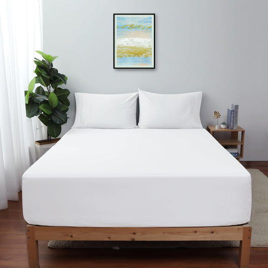 King Size Fitted Sheet Only White, 100% Egyptian Cotton 600 Thread Count, 16" Deep Pocket Premium Cotton Mattress Sheet (1 Bottom Sheet Only)