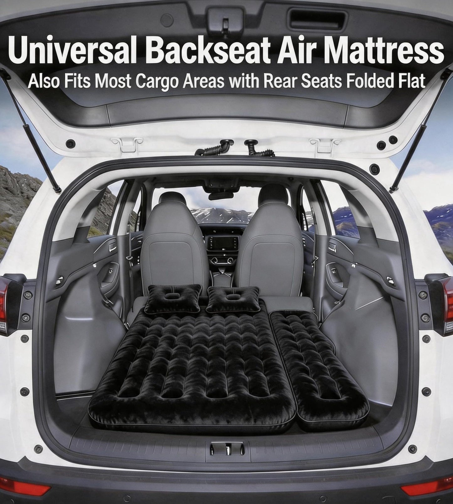 Umbrauto Car Air Mattress Backseat| Inflatable Truck Back Seat Camping Airbed for SUV Rear Seat, Blow Up Sleeping Travel Bed for Van Trunk with Pump & Pillows