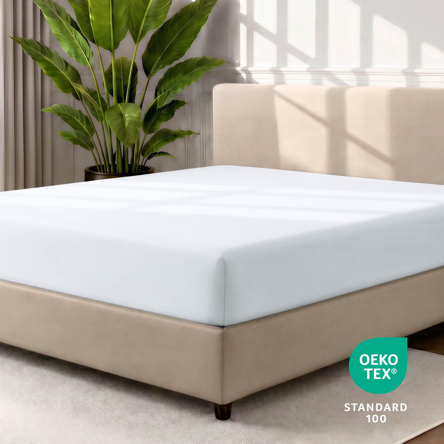 Bare Home Fitted Bottom Sheet Queen Size - Premium 1800 Ultra-Soft - Hotel Luxury - Deep Pocket - Durable and Long Lasting - Fitted Sheet (Queen, White)