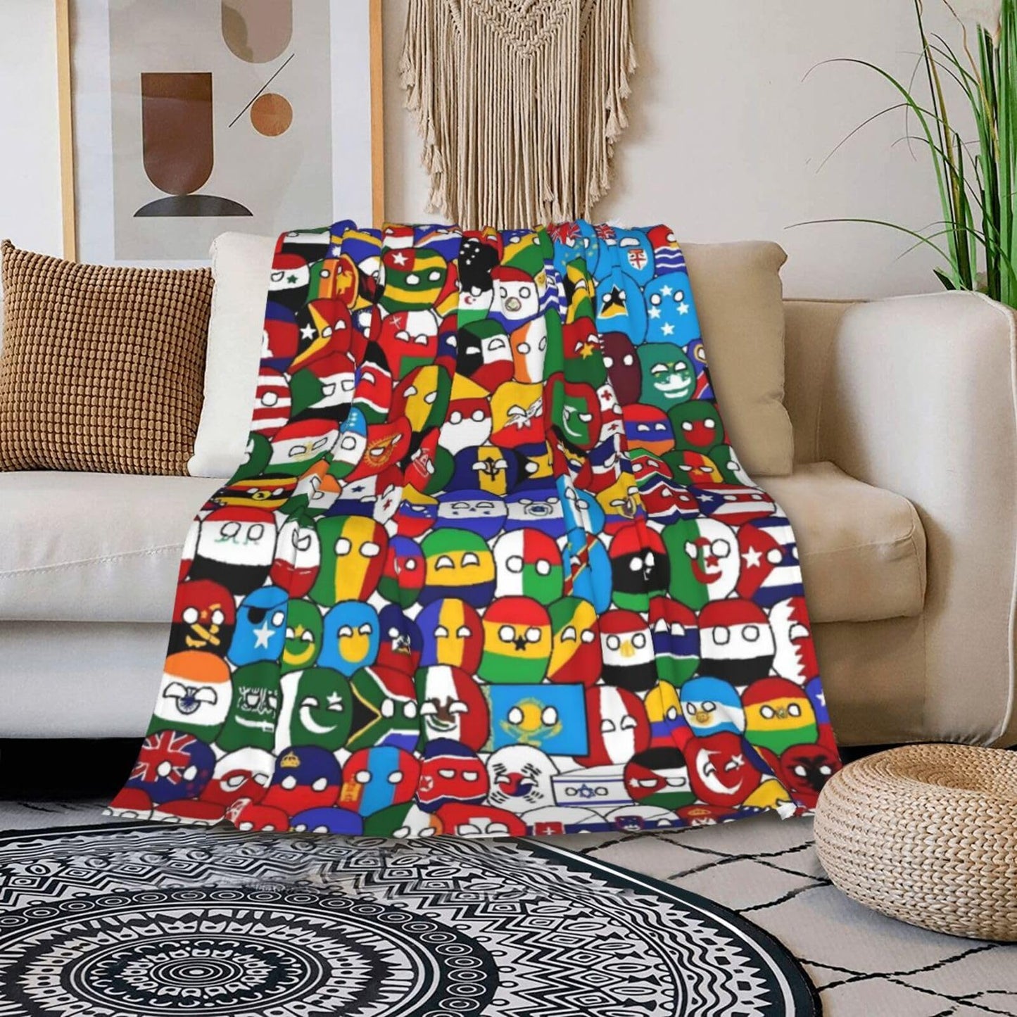 Hgkdtt Countryball Polandball Flannel Blanket for Travel Nap Home Decor Picnic Camping Cozy Couch Blanket Ideal for Office Outdoor Use (50" x 40")
