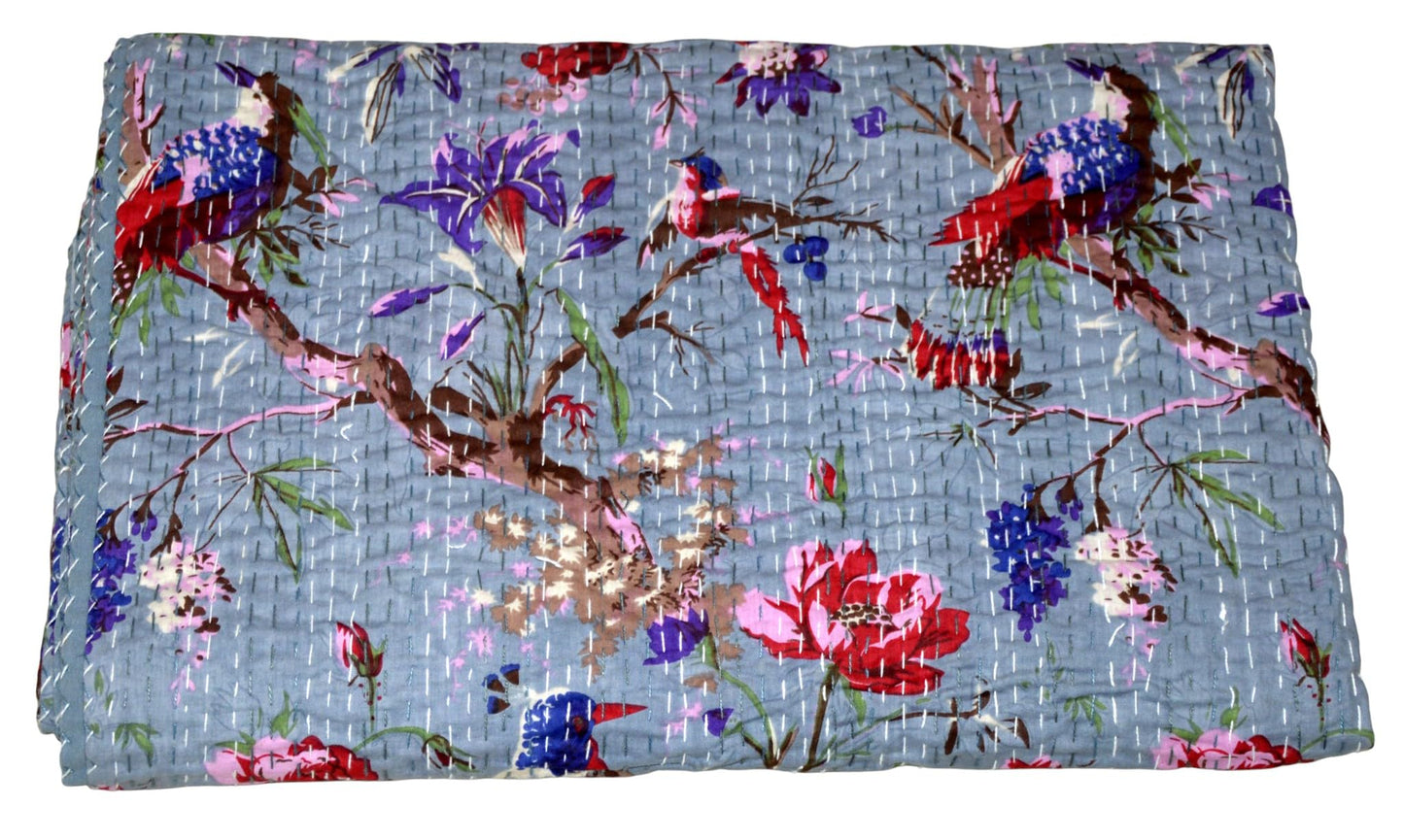 Arprani Boho Quilts Queen Size Cotton Quilt Blanket Throw Bedding Set Indian Blanket Vintage Kantha Quilt Reversible gudari Jaipuri bedsheets