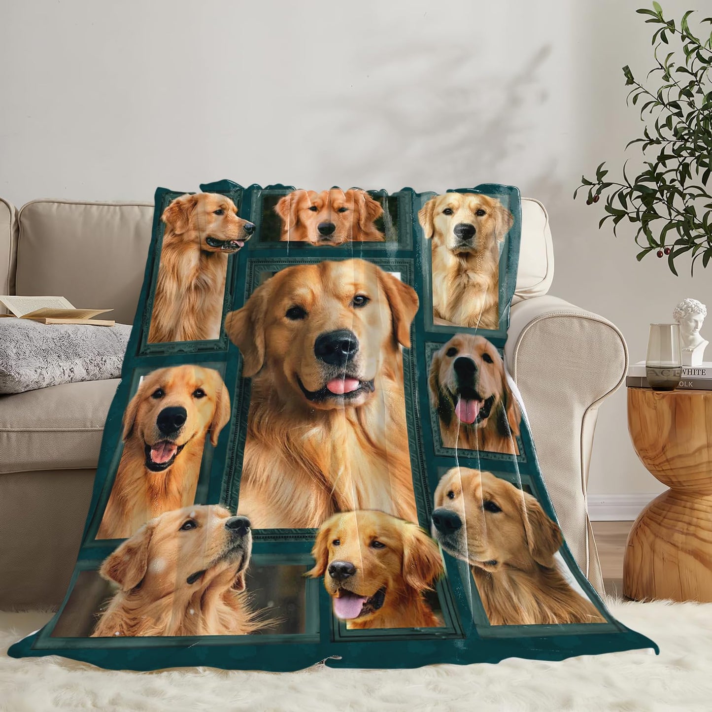 Tijuboni Golden Retriever Throw Blanket Dog Gifts for Girls Boys Women Men Kids Adults Soft Flannel Fleece Blanket for Couch Sofa Bed Home Decor 40"x50"