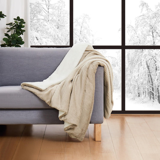 Brooklyn Loom Luxe Chevron 50x70 Throw, Textured Solid Color, Adult Bedding, Oeko-TEX Certified
