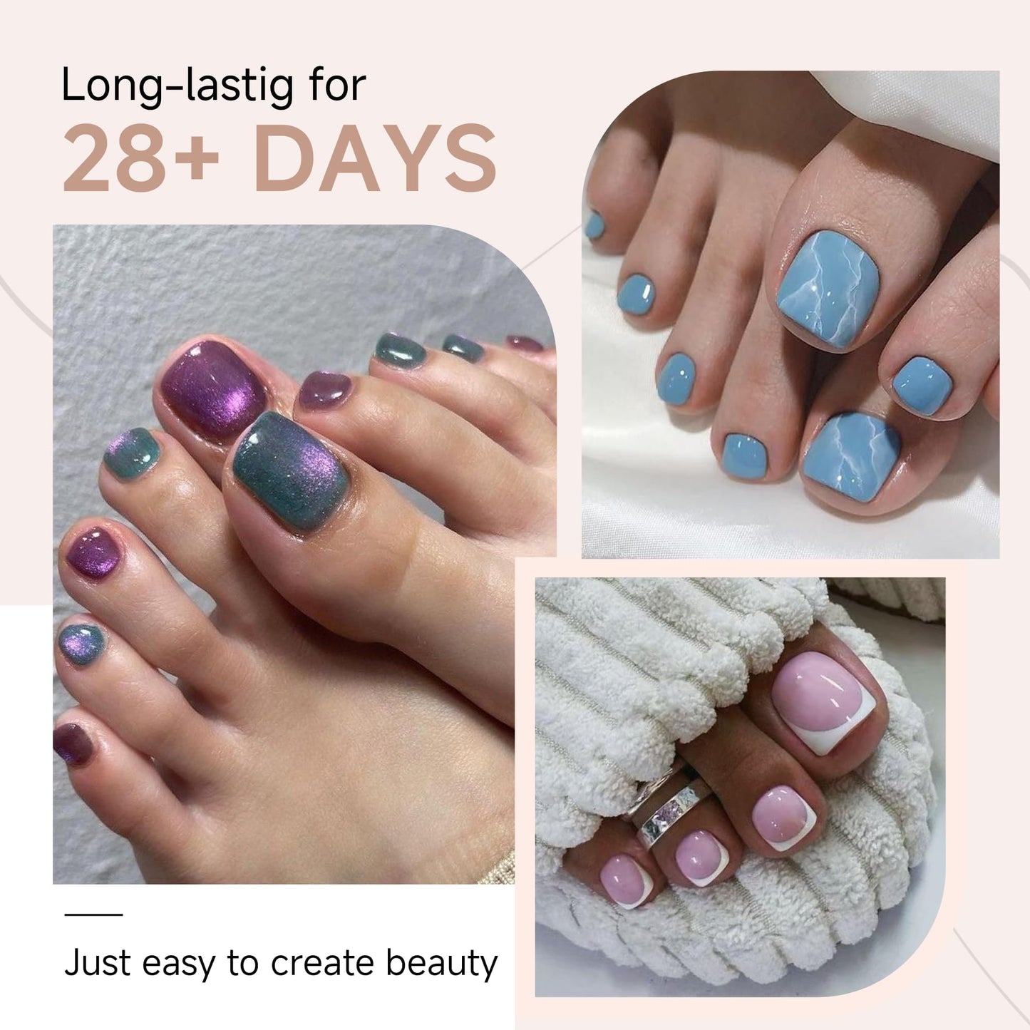 UNA GELLA Toe Nail Tips 504Pcs - Full Cover Matte Squavol Toe Nails Soft Gel Pre-file Gel Toe Nail Tips For Toe Nail Extensions Home DIY Nail Salon Soak Off 15 Sizes