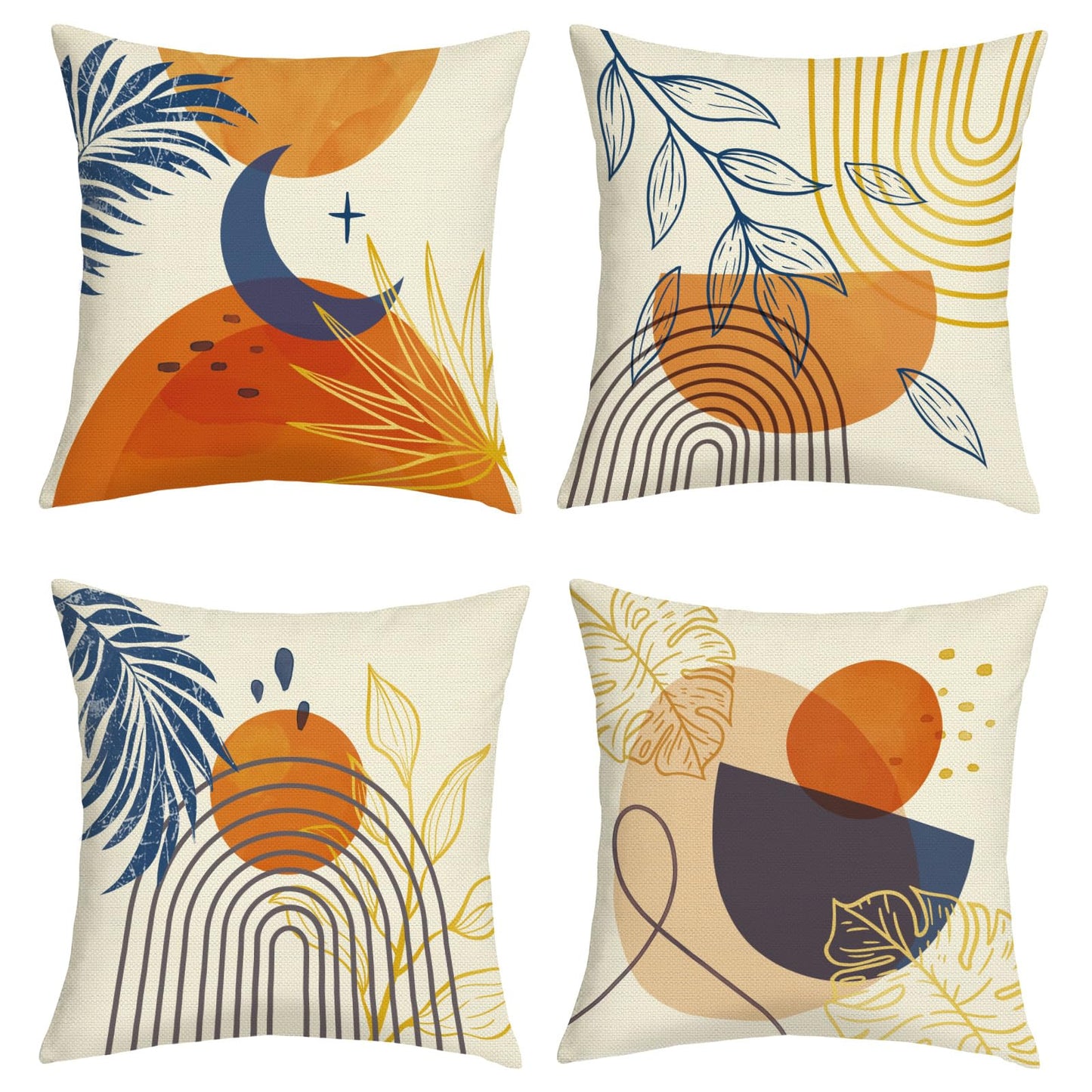 Joymaison Boho Geometry Line Throw Pillow Covers 18x18 Inch Set of 4 Mid Century Abstract Modern Art Aesthetic Cushion Covers Home Decor for Sofa Couch Bed Cushion Cases