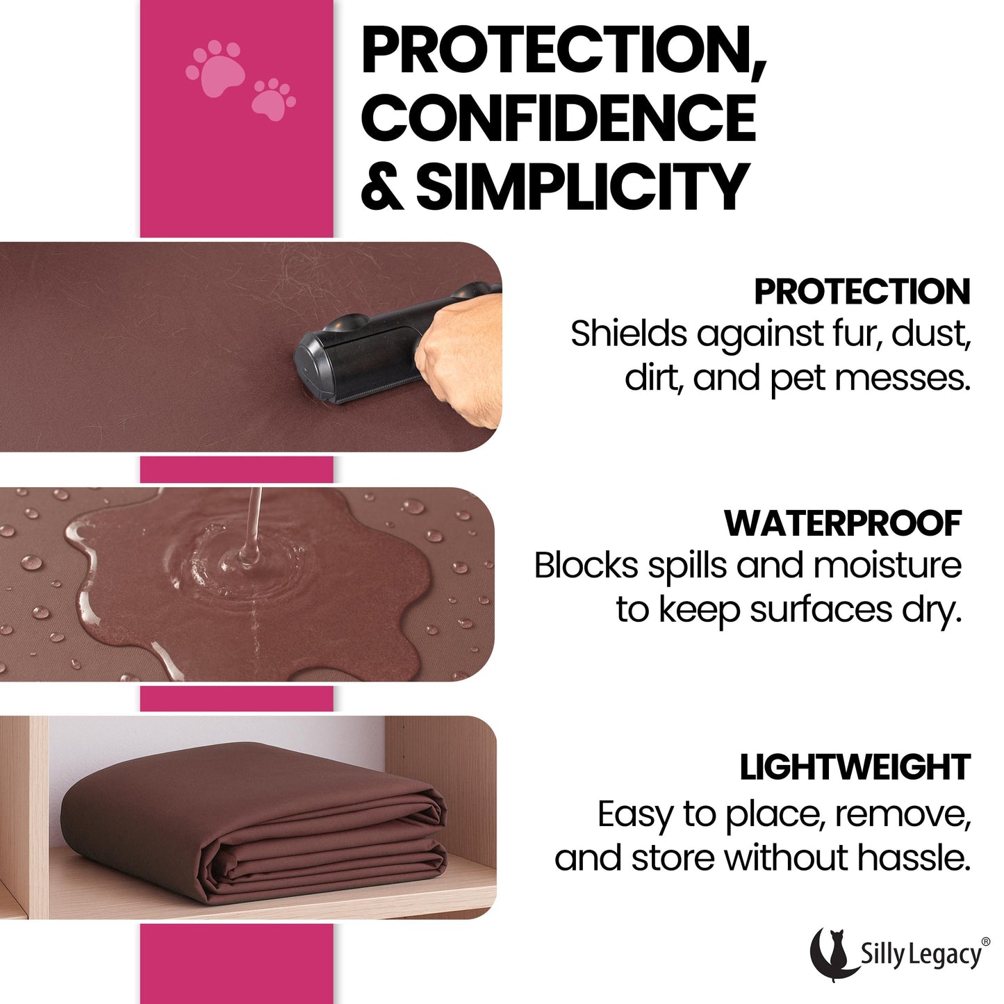 SILLY LEGACY Thin Reversible Waterproof Protective Cover or Liner for Bed or Couch (Queen Size, 96 x 82 inch), for Dogs and Cats, Babies; Incontinence, Dirt, Drool