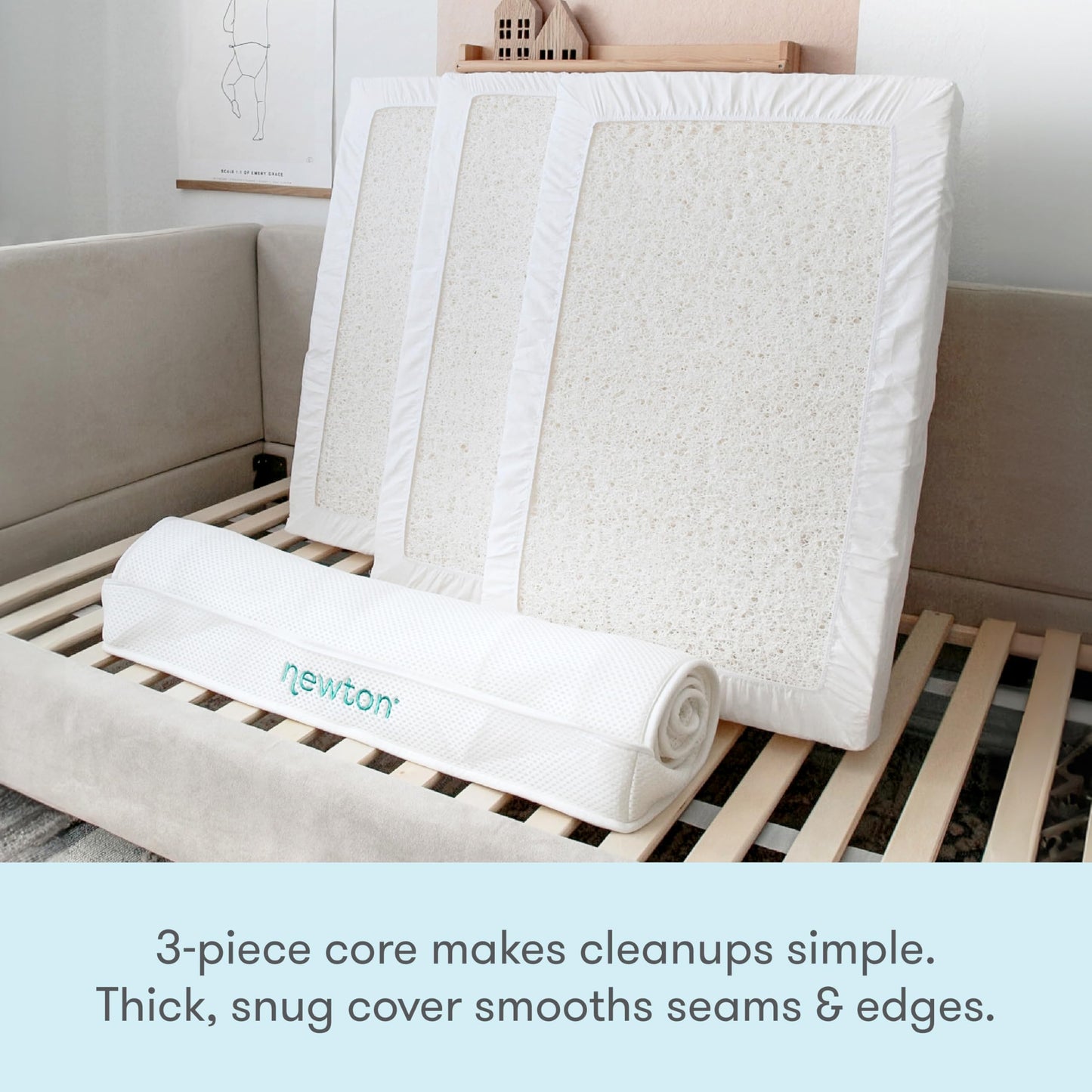 Newton Baby Kids' Twin Mattress - 100% Washable, Hypoallergenic, Breathable Wovenaire Core, GREENGUARD Gold Certified, Ideal Firmness and Comfort for Growing Kids, 38” x 75”