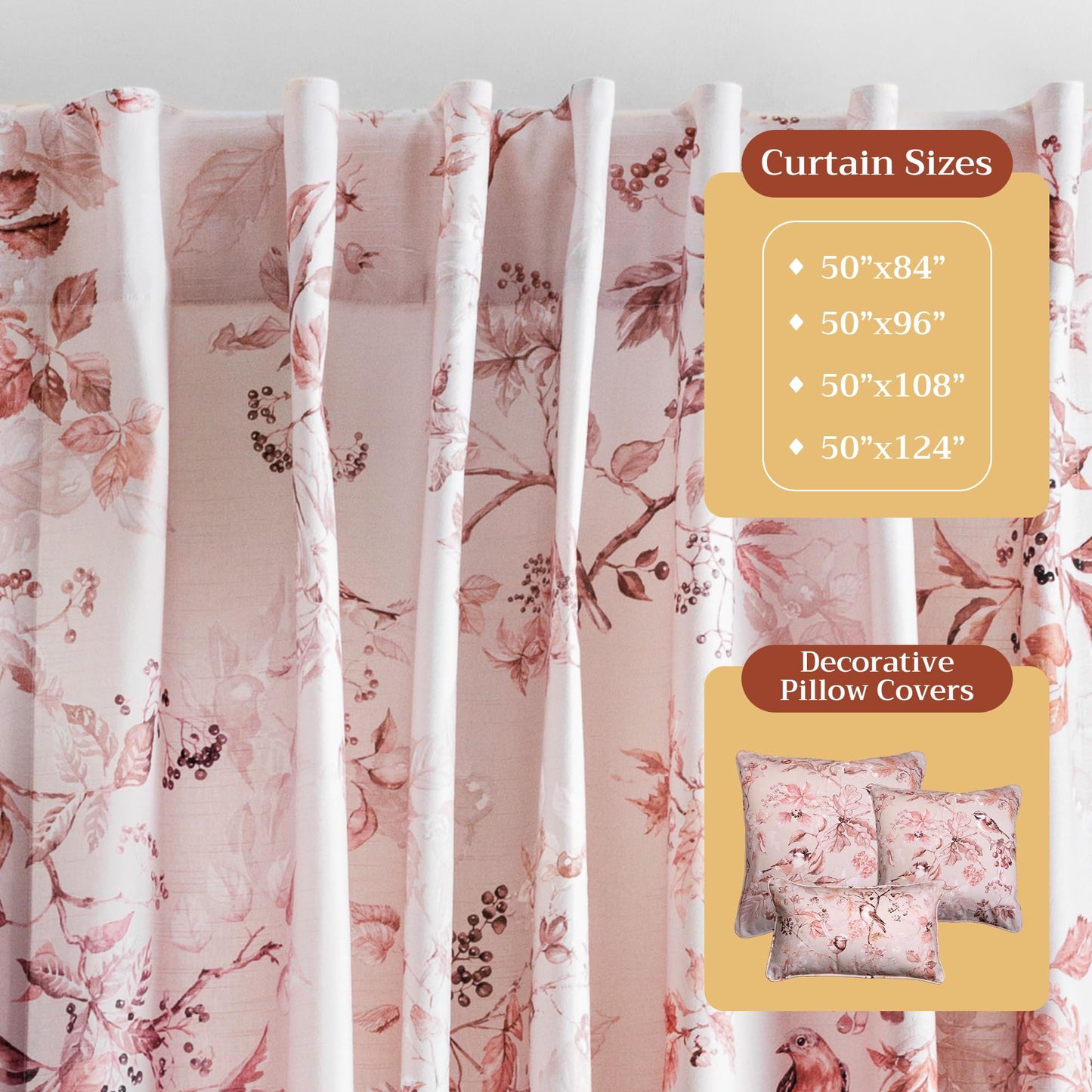 Maison d' Hermine Curtains for Living Room 100% Cotton 96 inch Length One Panel Light Filtering Curtains for Windows with Rod and Loop Pockets Spring Summer (Equinoxe - Beige, 50" W x 96" L)