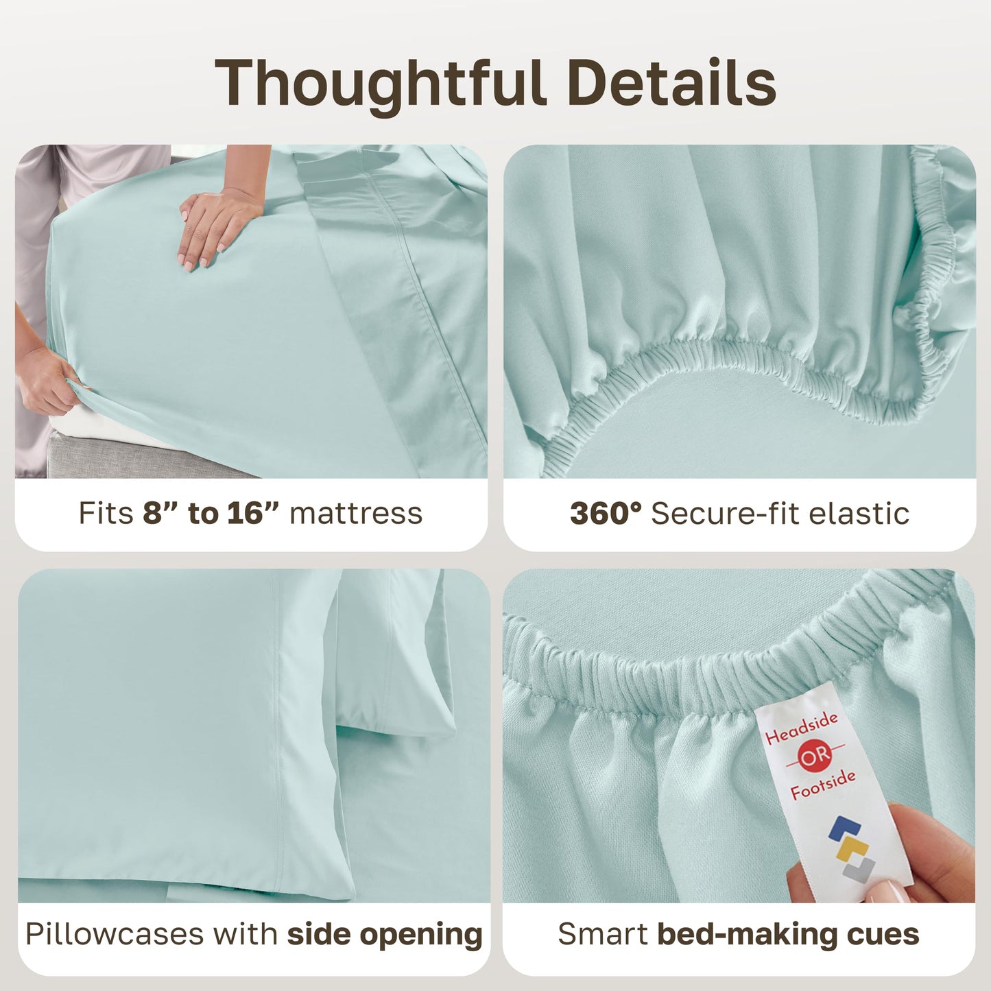 California Design Den 100% Cotton Bed Sheets Full Size Set - 600 Thread Count, Sateen Full Bed Sheets, Deep Pockets with All Around Elastic, Snug Fit, Durable Bedding Set - Aqua