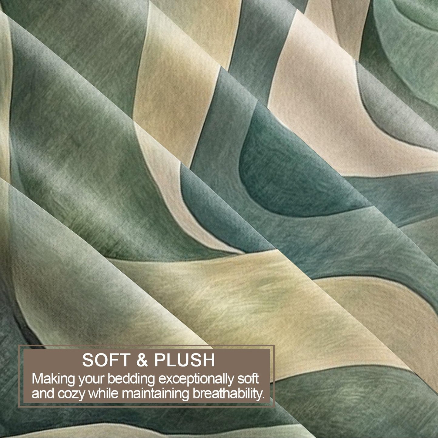 PAISUOQ Abstract Duvet Cover Full Size, Wavy Stripes Bedding, 3 Piece, Soft Microfiber Patterned Comforter Cover with Zipper Ties & 2 Pillowcase, Teal Bedroom Decor & Gifts