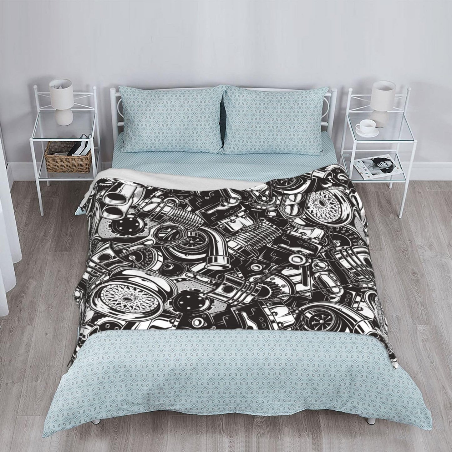 Automobile Car Parts Blankets for Mens Womens Boys Girls Gifts 50X40 Inches Ultra-Soft Warm Lightweight Bedding Throw for Bed, Sofa, Couch