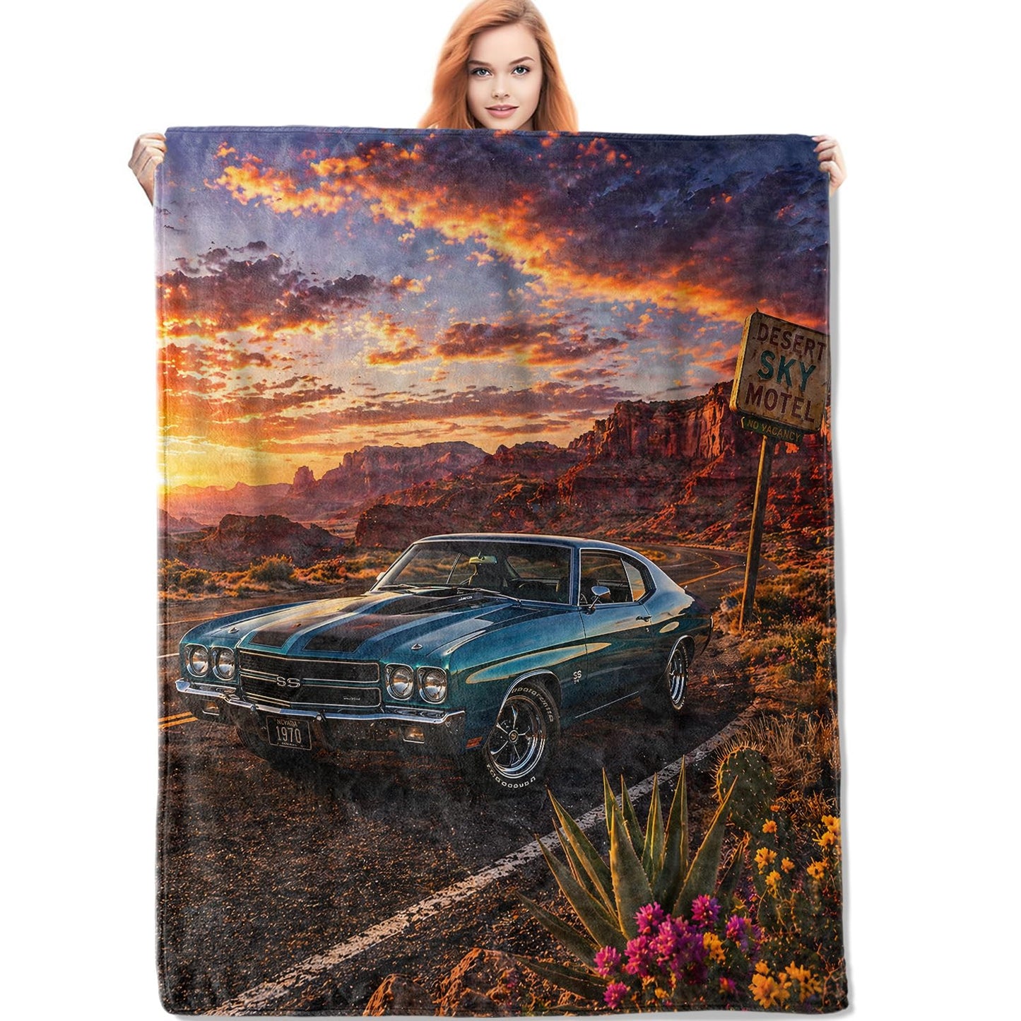 VANZEV Classic Car Blanket, 50"x60", Cozy Flannel Throw Blankets for Kids & Adults, Soft Lightweight Home Living Room Decor, for Women