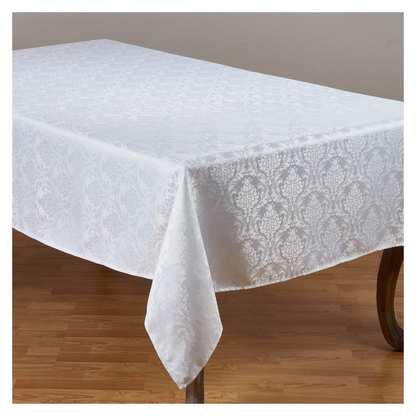 Occasion Gallery White 100% Polyester Victorian Damask Tablecloth, 70" X 180" Rectangle