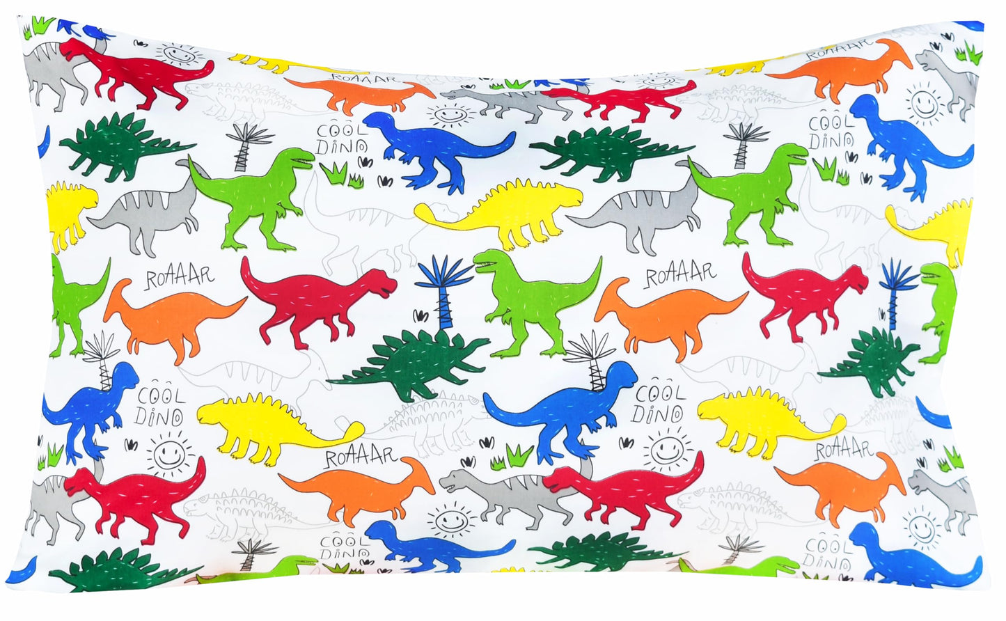 Scientific Sleep Colorful Dinosaur Cute Fun 100% Cotton Cozy Twin Bed Sheet Set, Flat Sheet & Fitted Sheet & Pillowcase Kids Boys Girls Natural Bedding Set (Dino, Twin)
