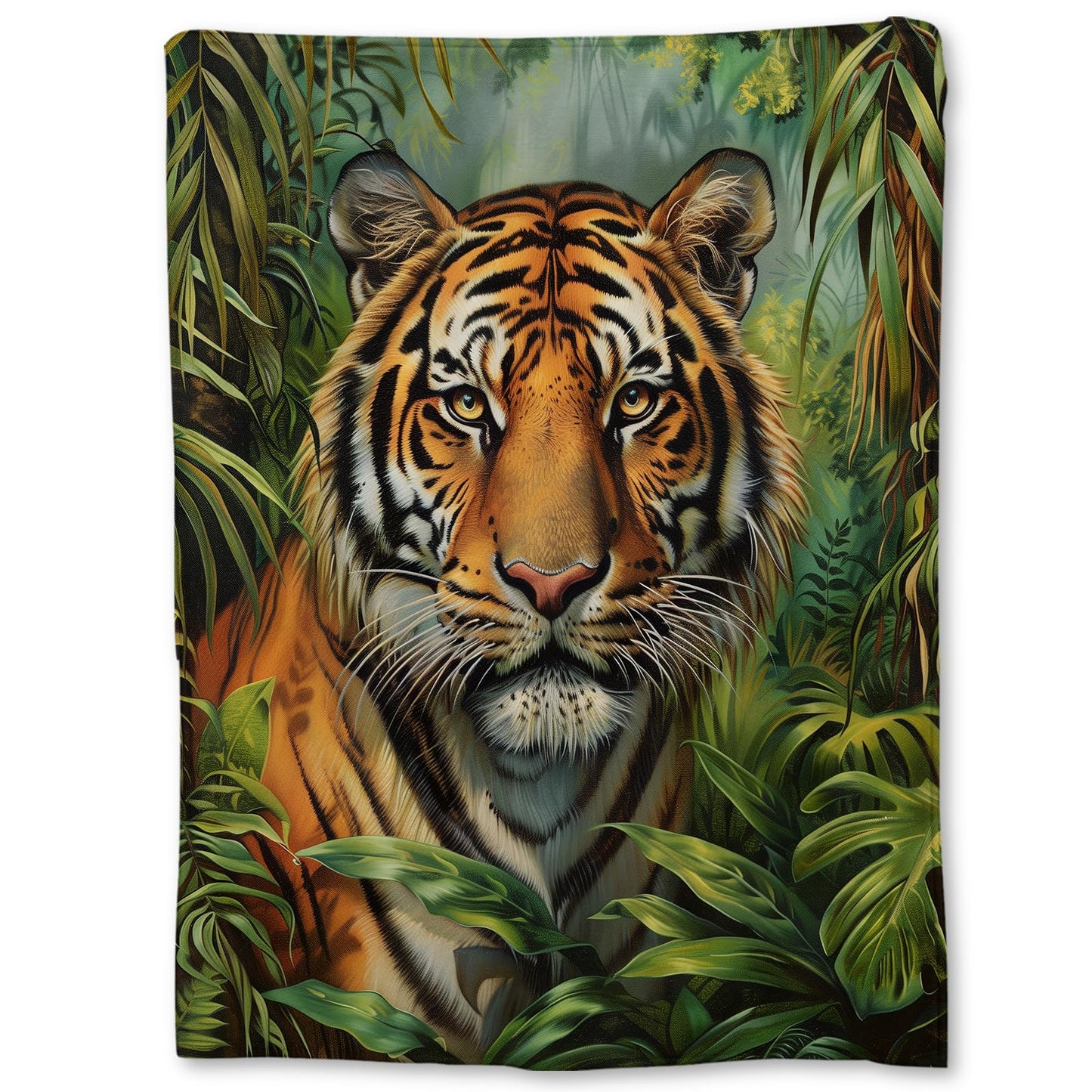 Ti Caldi Majestic Tiger in Lush Jungle Blanket, Soft Flannel Throw Blanket for Couch, Bed, Travel, Living Room & Home Decor, Lightweight Cozy Warm Fuzzy Blankets for Adults Women Men Kids 60×50 in