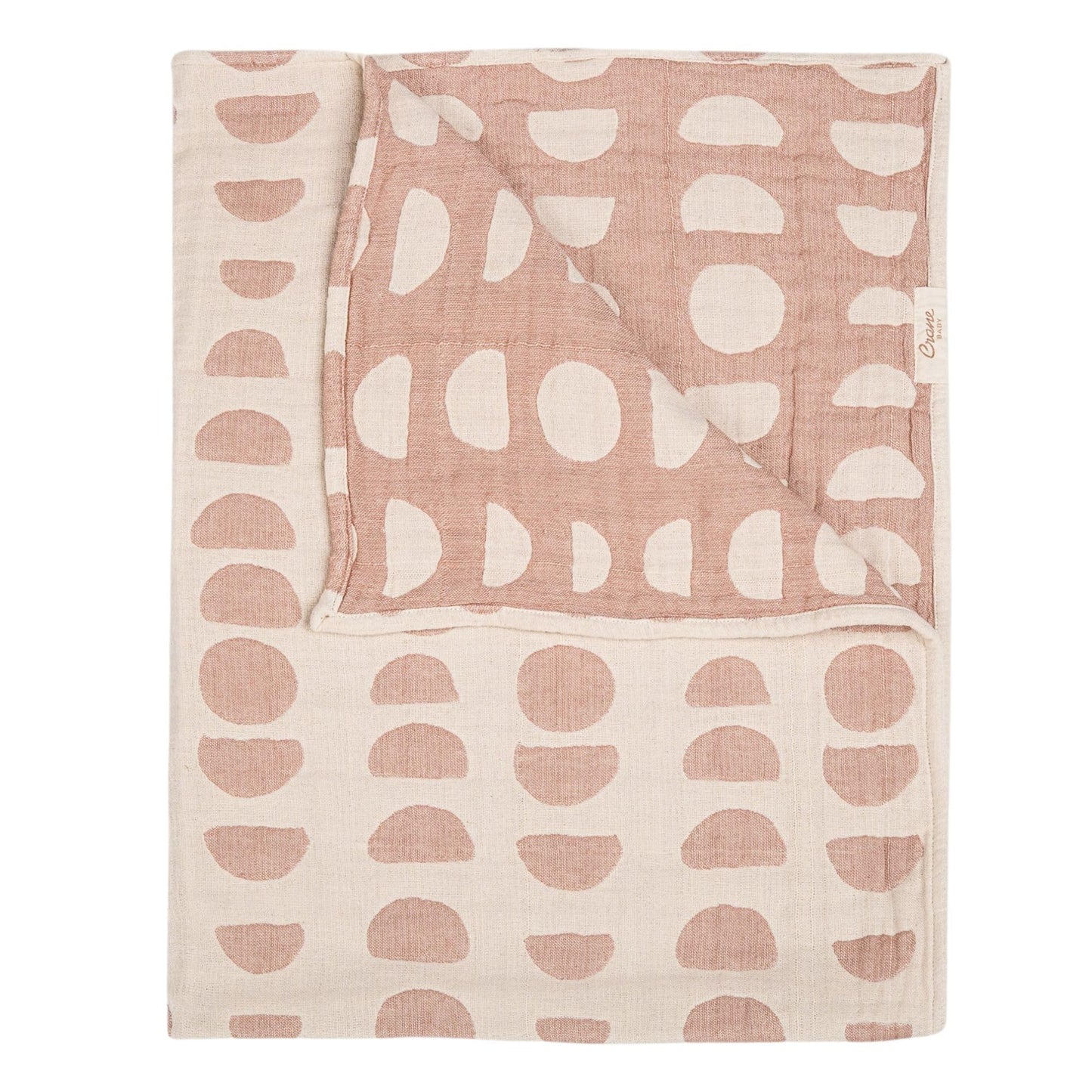 Crane Baby Blanket, Soft Cotton Jacquard Nursery and Stroller Blanket for Boys and Girls, Copper Moon Phase, 30” x 40”