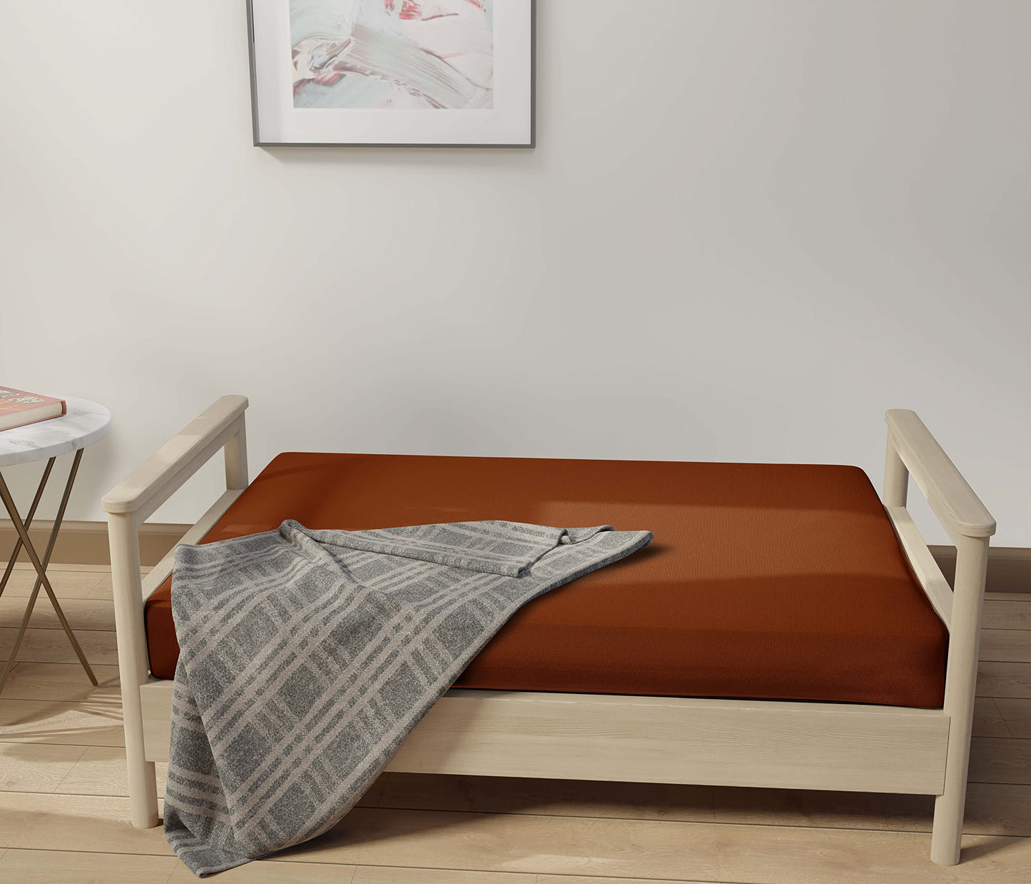 LANE LINEN Futon Covers Full Size, 100% Cotton Slipcovers, Full Size Mattress Cover for Futon Sofa Bed, Foldable Armless Sofa Cover, Zippered Couch Cover - Rust