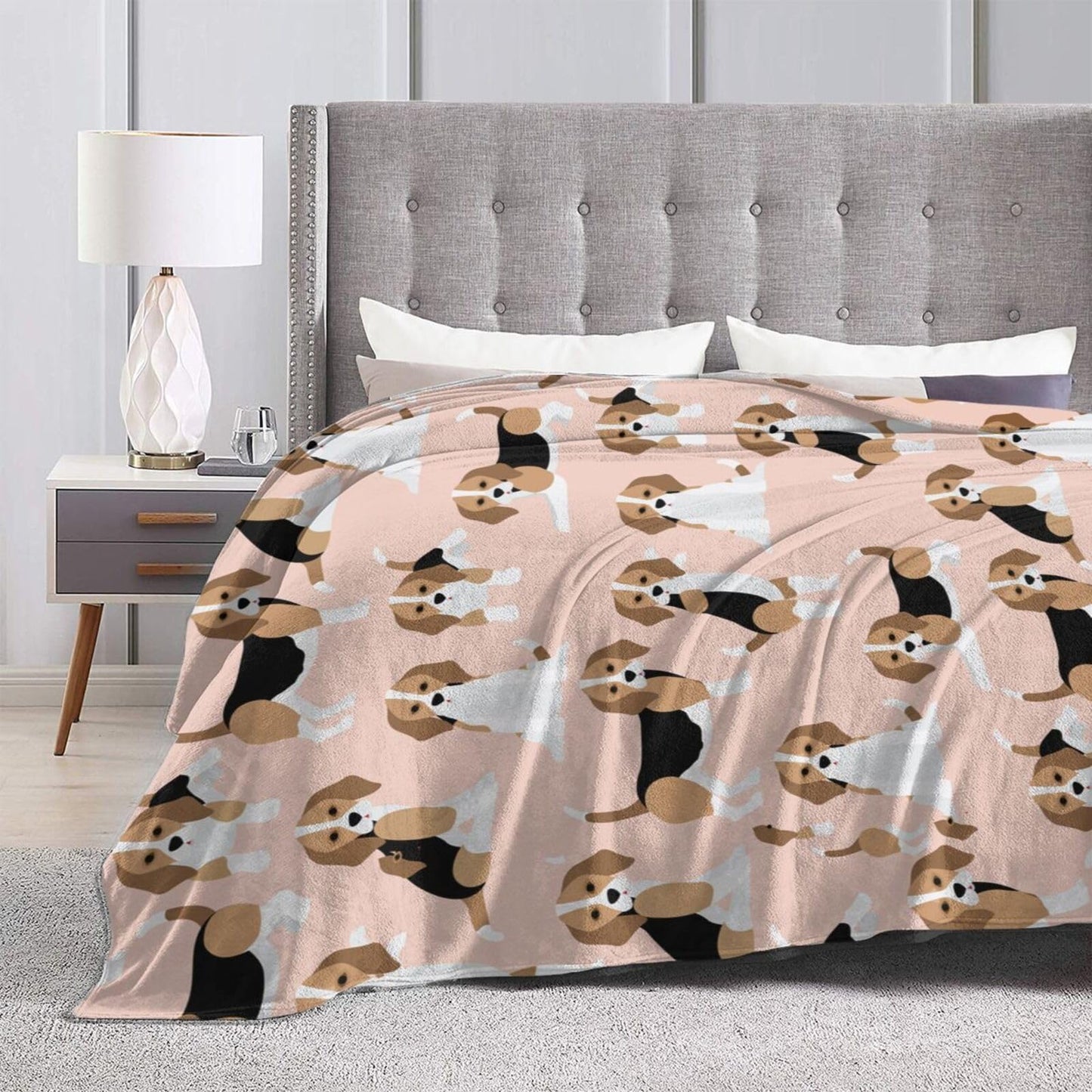 Cute Beagle Dog Blanket Soft Lightweight Throw Blankets Cozy Flannel Bed Throws for Sofa Couch Travel Home Room Bedroom Decor Gifts for Boys Girls Kids Adults 60"x50"