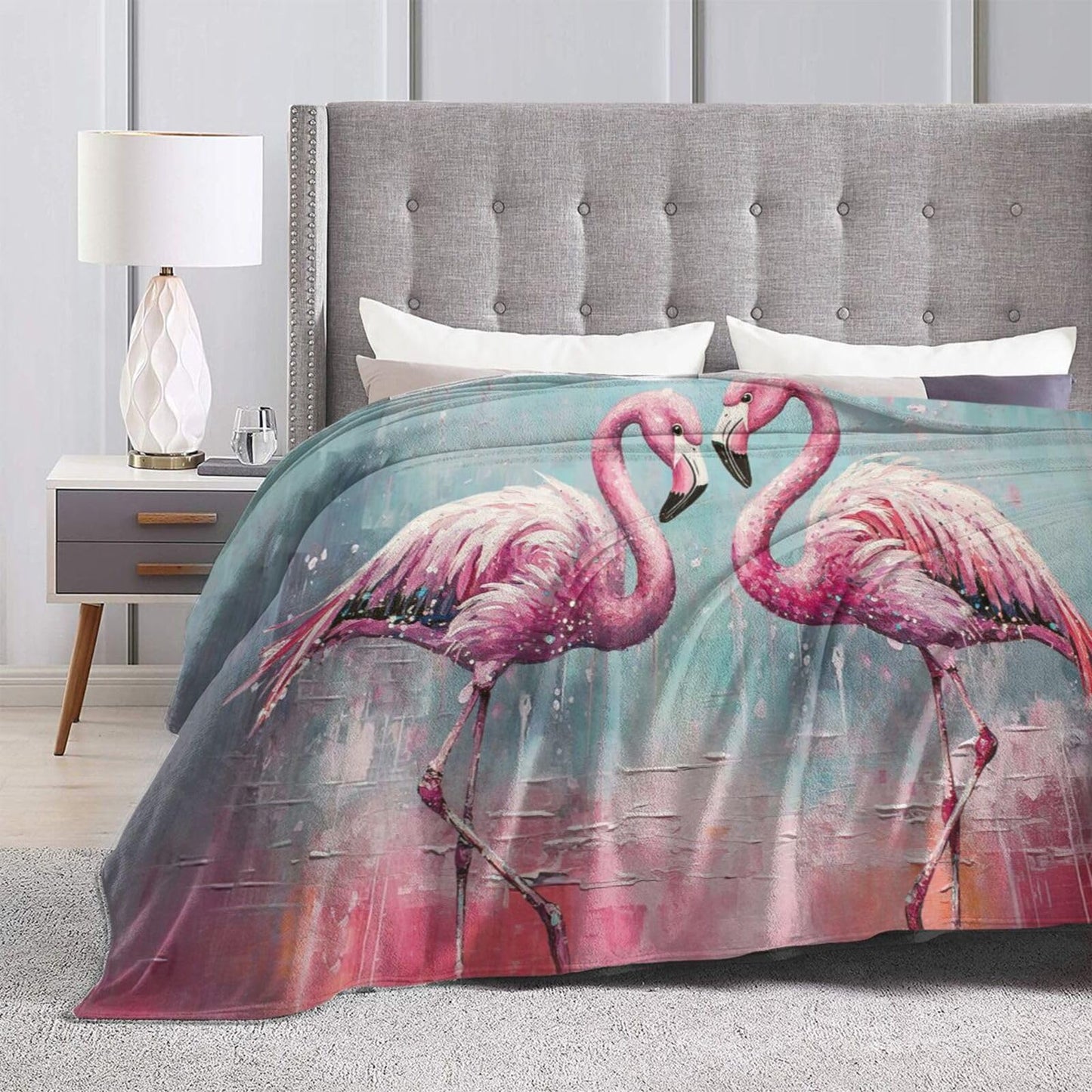 Pink Flamingo Throw Blanket Tropical Flamingos Blankets Fleece Plush Super Soft Cozy Warm Lightweight Flamingo Lover Decor Gifts for Boys Girls Kids Adults Men Women 40" x 50"