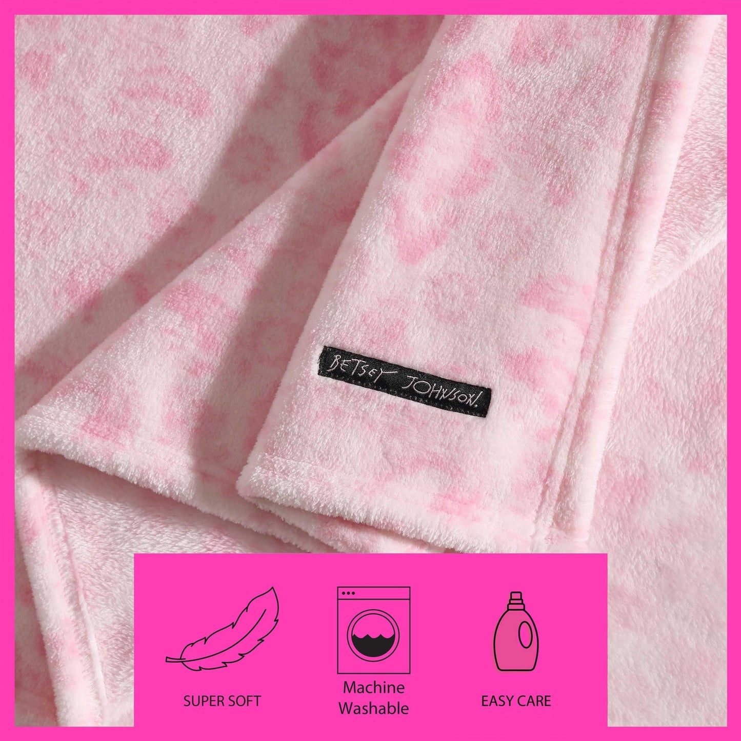 Betsey Johnson - Blanket, Buttery-Soft Throw Blanket for Couch or Bed, Boldly Plush & Oversized Bedding (Betsey Damask Pink, 50" x 70")