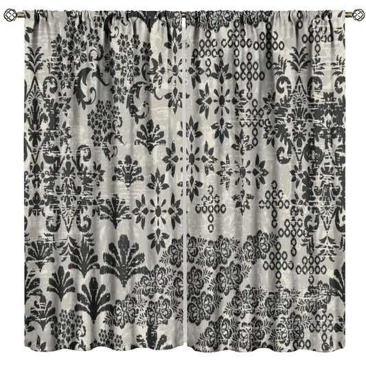 Nanacur Abstract Damask Floral Curtains, Patchwork Paisley Asian Geometric Ethnic Aztec Style Window Drapes, for Kitchen Living Room Bedroom 42" W X 45" L (Decorative)