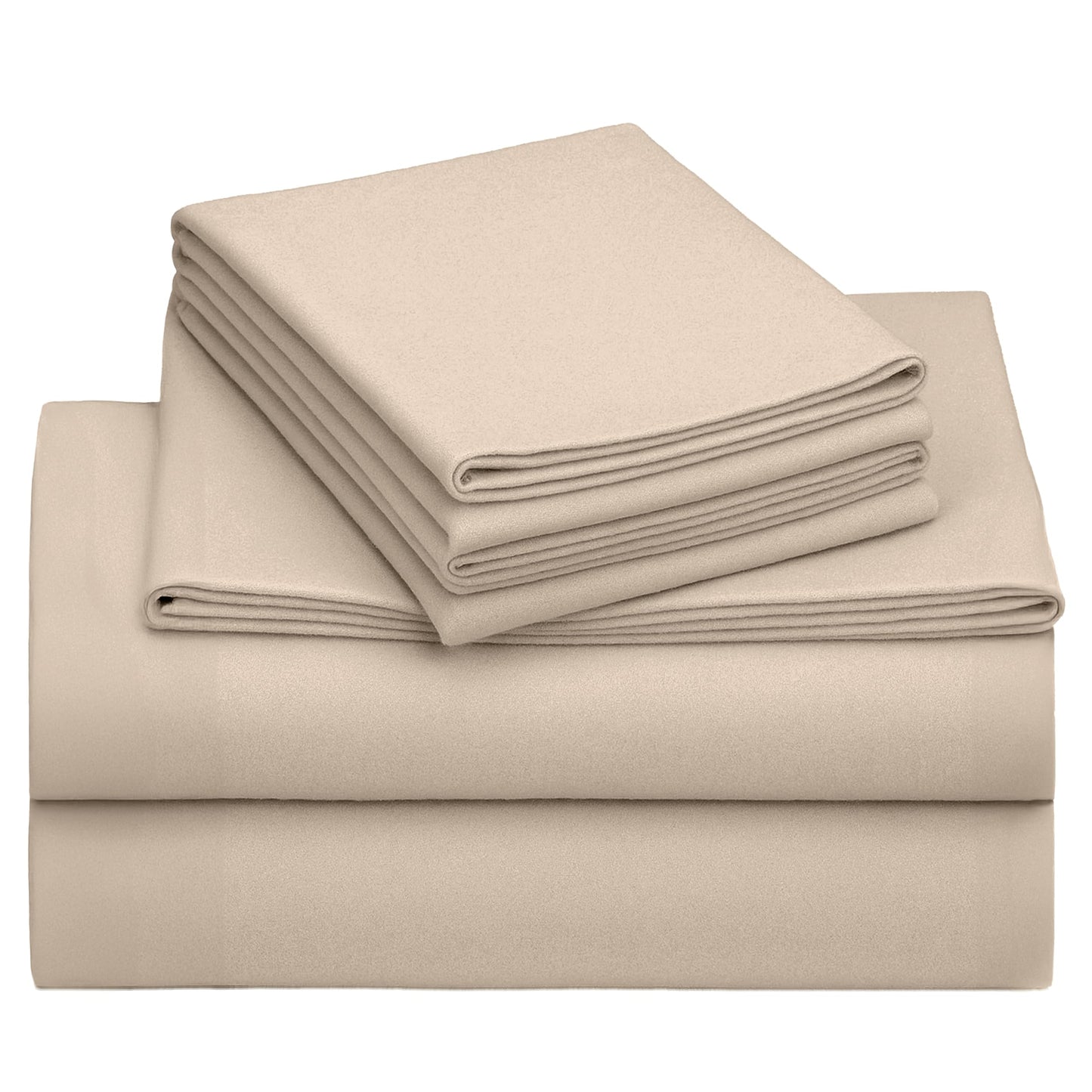 California Design Den Flannel Twin Size Sheets Set - Made in Portugal 100% Cotton, Triple-Brushed, Thick, Velvet Soft 3-Piece Extra Deep Pocket Sheets Set - Beige Bliss