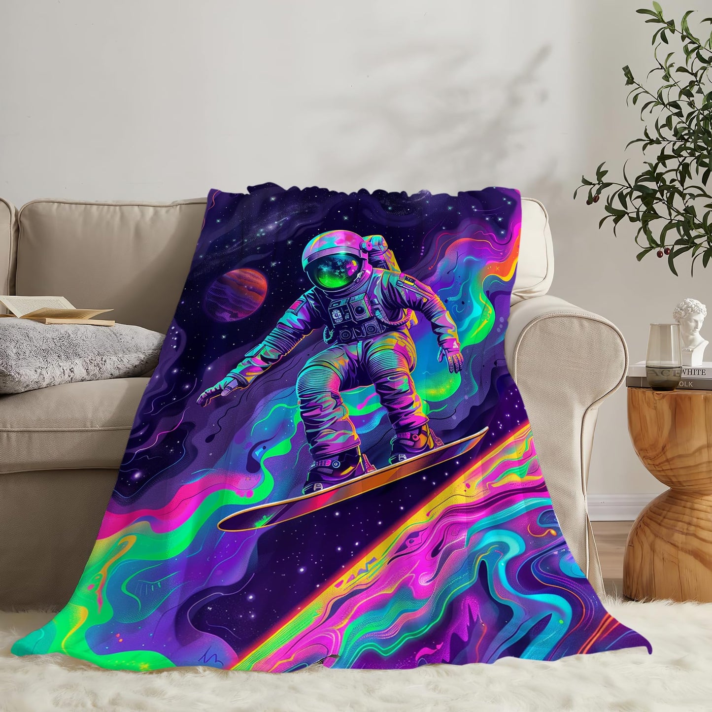 Astronaut Blanket Spaceman Throw Blanket Astronaut Gifts and Decor Fantasy Astronaut Blanket for Boys Girls Women Men Kids Adults Soft Warm Cozy Fleece Blanket for Couch Sofa Bed 50"x40"
