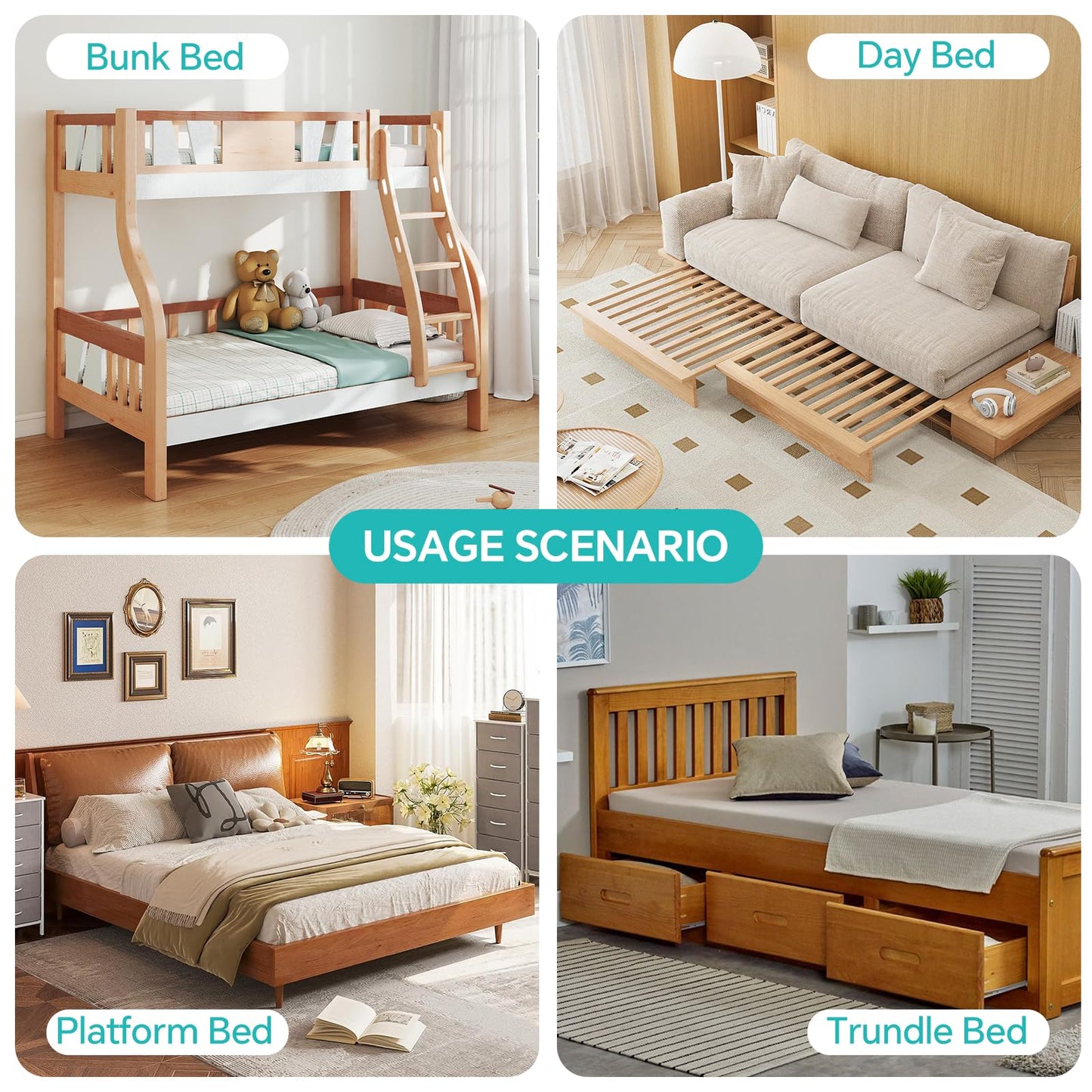 UINTAI Bunkie Board Queen Size (60"x80"), Anti-Sag Support Board for Slatted Bed Frame, Light and Thin, Moisture Resistant