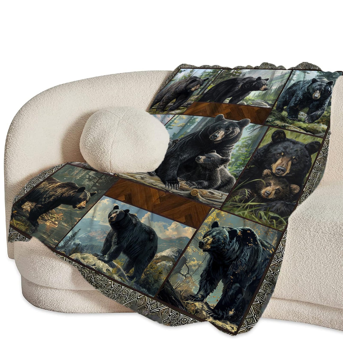 Baegopa Black Bear Blanket Wild Animal Throw Blanket Cozy Plush Fleece Flannel Bear Blankets Lightweight Fuzzy Party Gifts for Girls Boys Women Men 50"X40"