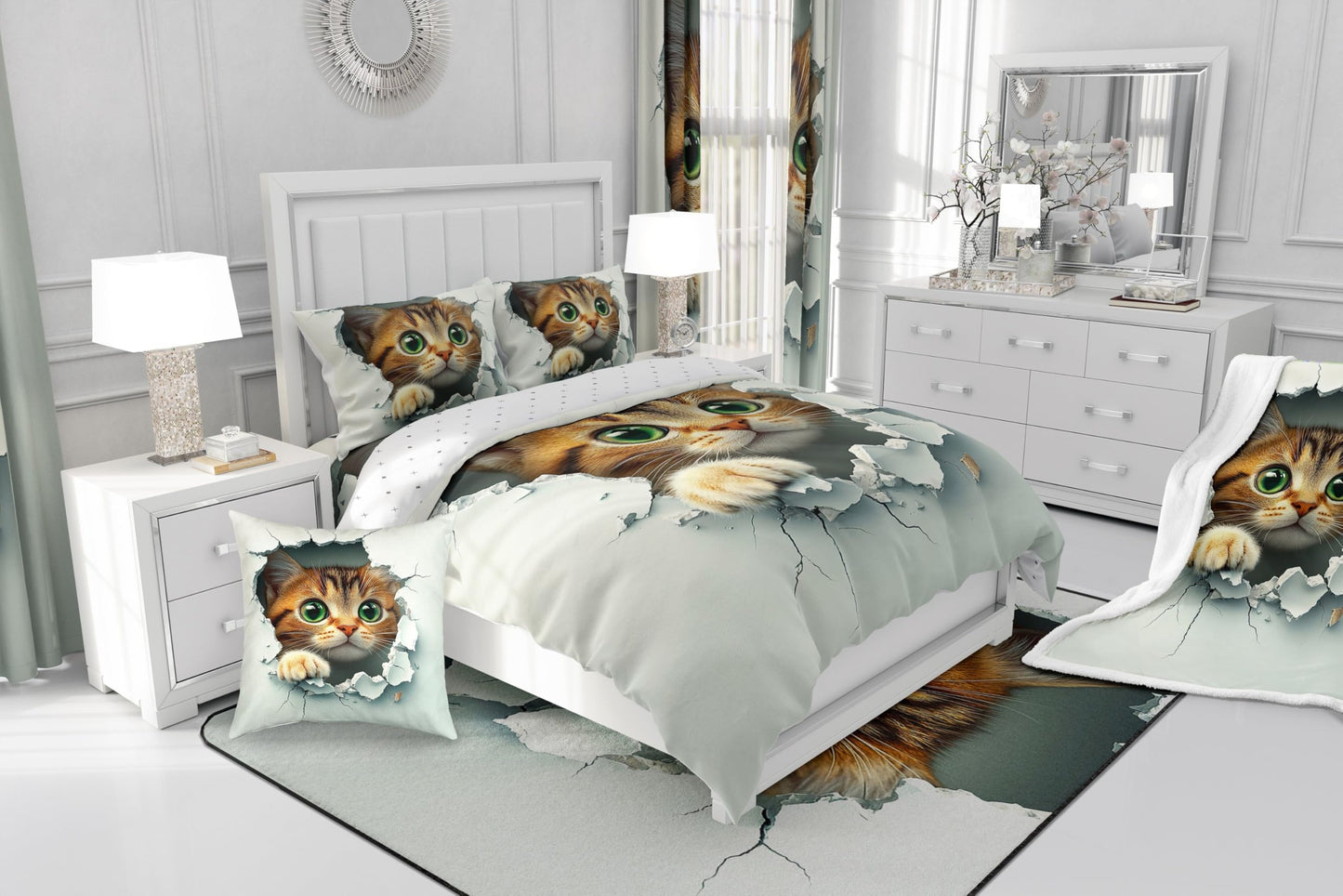jejeloiu Cat Curtains for Bedroom Living Room (2 Panels, 38 x 45 Inch) Cats Print Darkening Dreapes Boys Girls Cute Kitten Blackout Curtains Animal Window Treatments Cat Lover's Gift