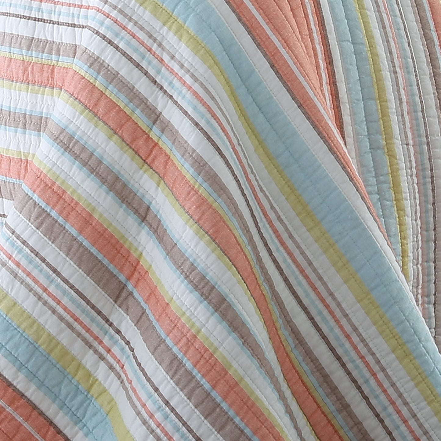 Levtex Home Brighton Coral King Cotton Quilt Set Stripe Coastal