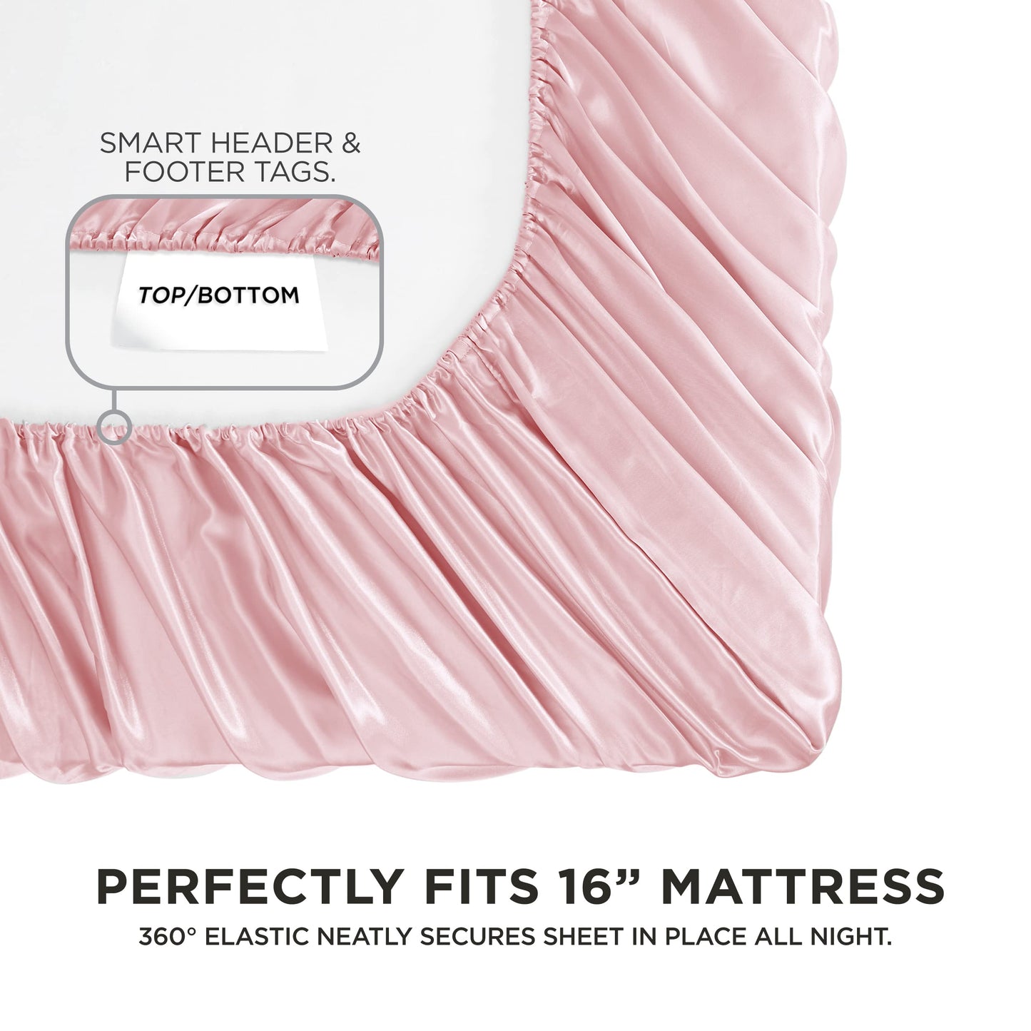 Juicy Couture Full Size Silk Satin Bed Sheet Set, Deep Pocket Silky Full Sheet Set with 1 Fitted Sheet, 1 Flat Sheet and 2 Pillow Case, Wrinkle Resistant and Anti Pilling Bed Sheets - Pink