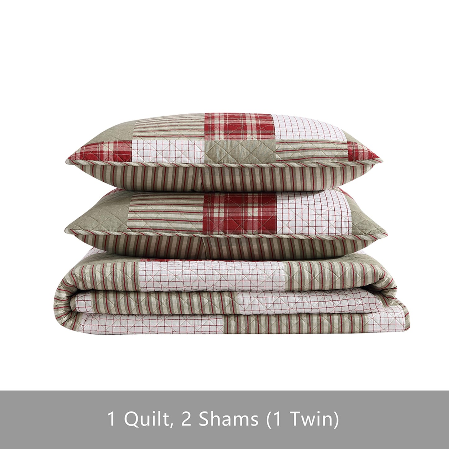 Eddie Bauer - Quilt Set, Reversible Cotton Bedding with Matching Shams, Luxurious Bedding Set (Camino Island Red, Queen)