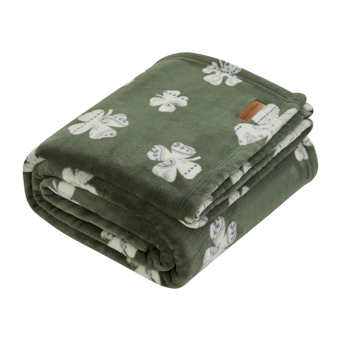 Lucky Brand 50" x 70" Plush Throw Blanket, Clover Green Blanket for Sofa or Bed
