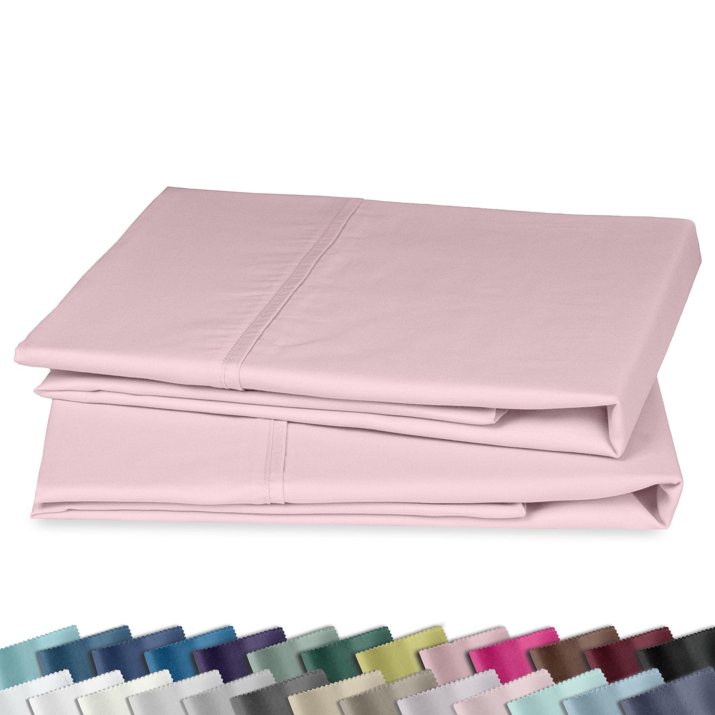 California Design Den Standard Queen Size Pillowcase Set - 400 Thread Count, 100% Cotton Sateen, Set of 2 Pillow Covers, Soft and Breathable - Pink