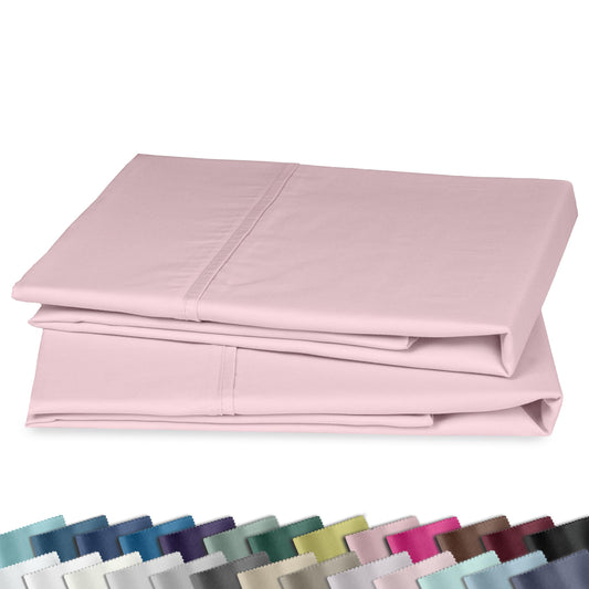 California Design Den Standard Queen Size Pillowcase Set - 400 Thread Count, 100% Cotton Sateen, Set of 2 Pillow Covers, Soft and Breathable - Pink