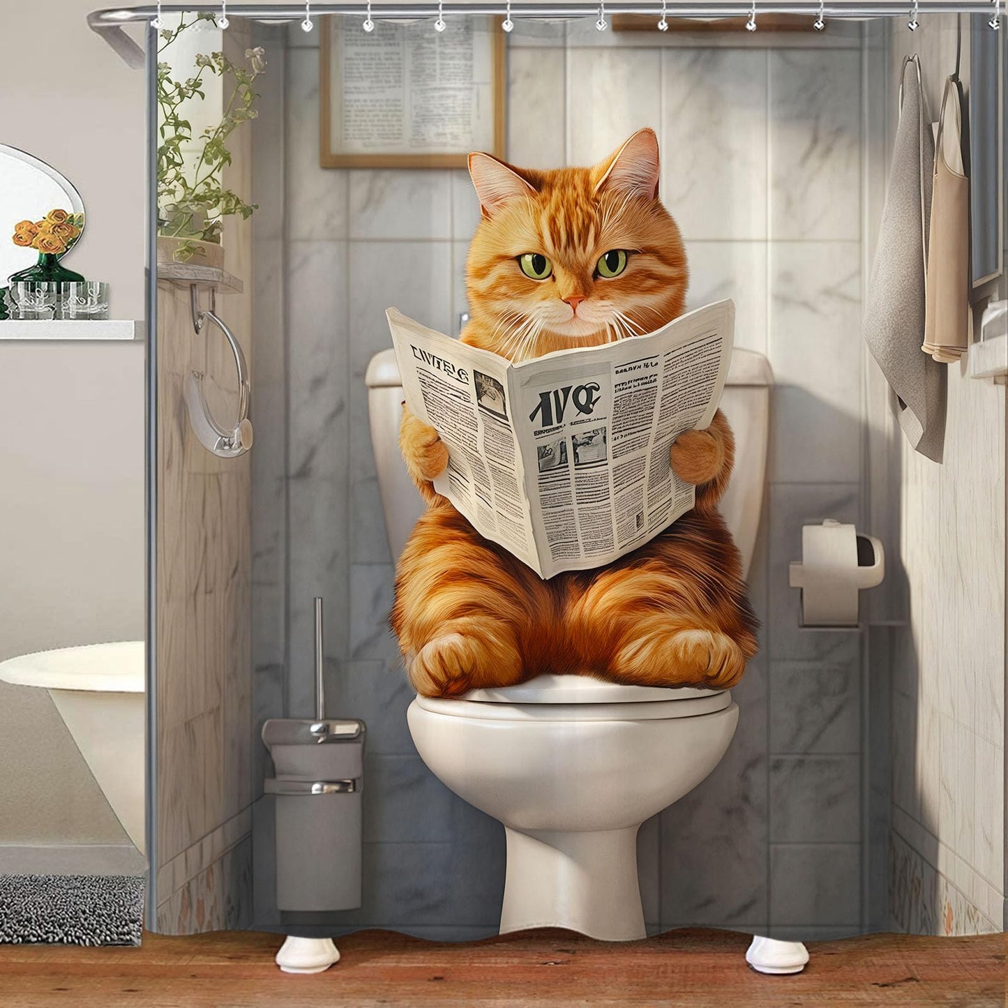 Wegklazax Cat Shower Curtain Funny Shower Curtain Fun Shower Curtains for Bathroom Animal Shower Curtain Set with 12 Hooks Funny-06 72×72 Inches