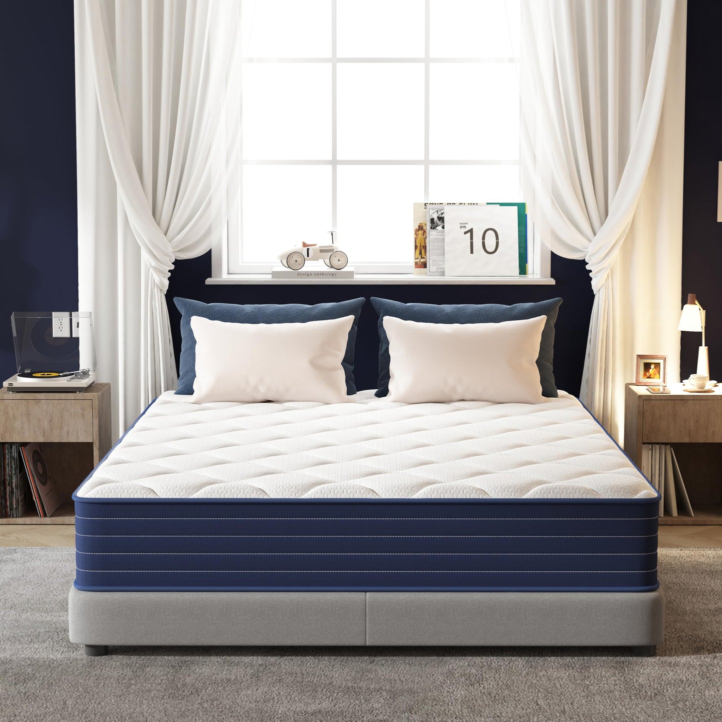 MOLPHIT Twin Mattress,12 Inch Twin Size Mattrress with 7-Zone Hybrid Twin Bed Mattresses,Pocket Sprung with Medium Firm for Body Support & Pressure Relief - 75 * 39in