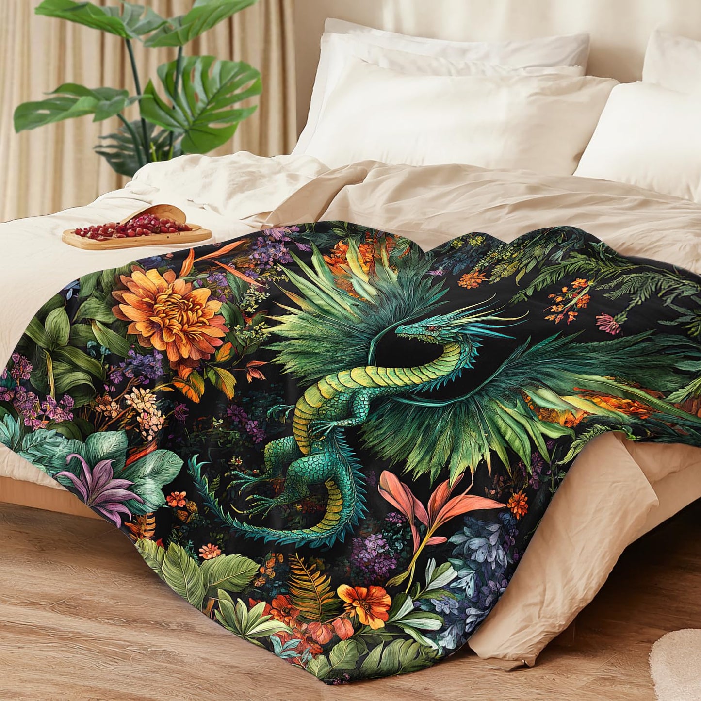 Dragon Blanket Dragon Decor Cozy Animal Throw Super Soft Plush Flannel Fleece Blanket Gift for Kids Adults Men Women Ultra Warm & Lightweight Flannel, 50"X40"