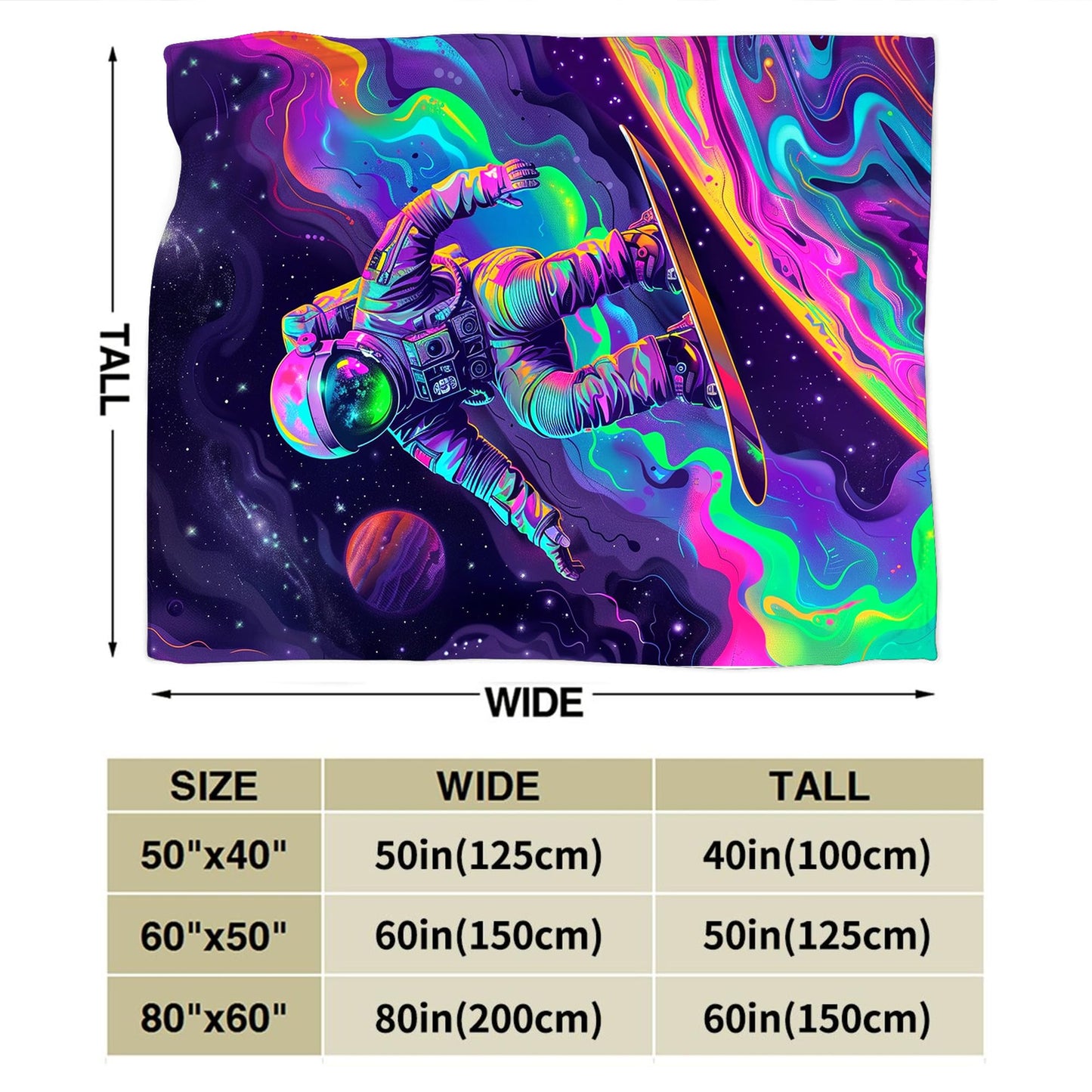 Astronaut Blanket Spaceman Throw Blanket Astronaut Gifts and Decor Fantasy Astronaut Blanket for Boys Girls Women Men Kids Adults Soft Warm Cozy Fleece Blanket for Couch Sofa Bed 50"x40"