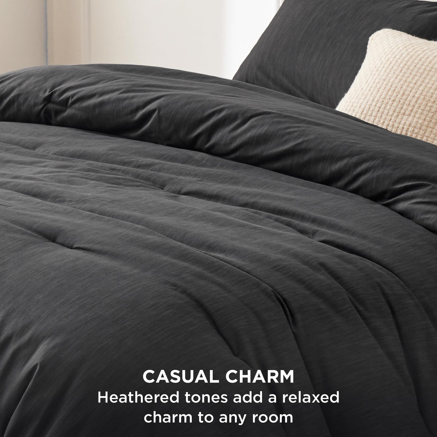 Bedsure Oversized King Comforter Set - Black Soft Bedding for All Seasons, Cationic Dyed Bed Set, 3 Pieces, 1 Oversized King Size Comforter (120"x98") and 2 Pillow Shams (20"x36"+2")