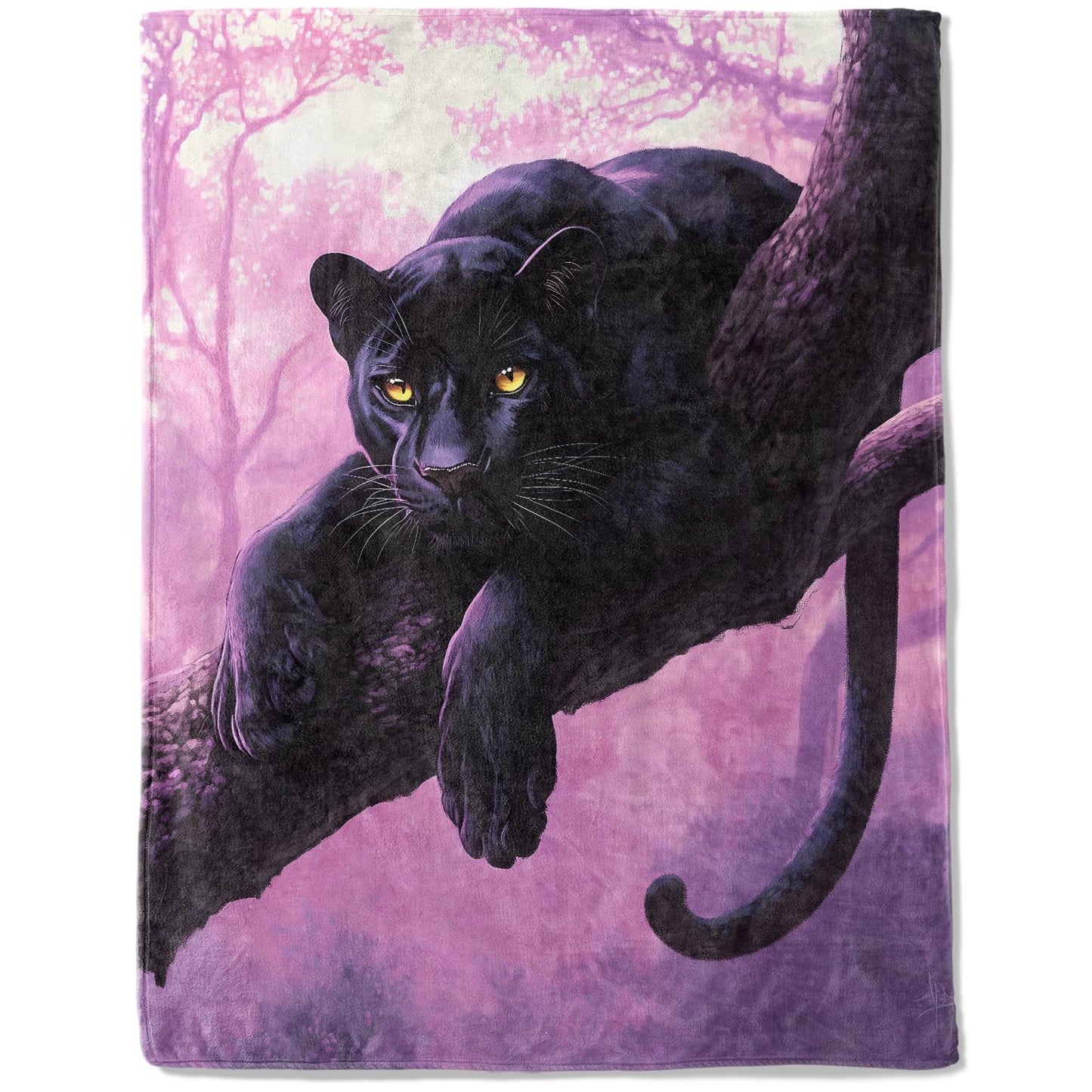 ainori Black Panther Fleece Blanket - Lightweight Soft Cozy Gifts Throw for Animal Lovers,Kids,Women,Girls,Majestic Purple Blankets,Home Room Modern Art Exotic Decor 50x60in
