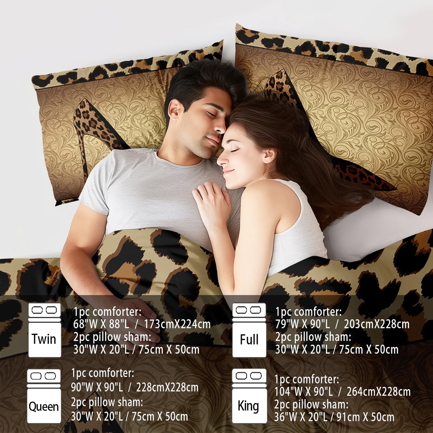 llyxsesty Leopard Comforter Set King Girls,Sexy High Heel Comforter for Women,Leopard Print Bedding Set King Adult,High Heel Quilt Bedroom Decor,African Animal Print Bedding Quilt