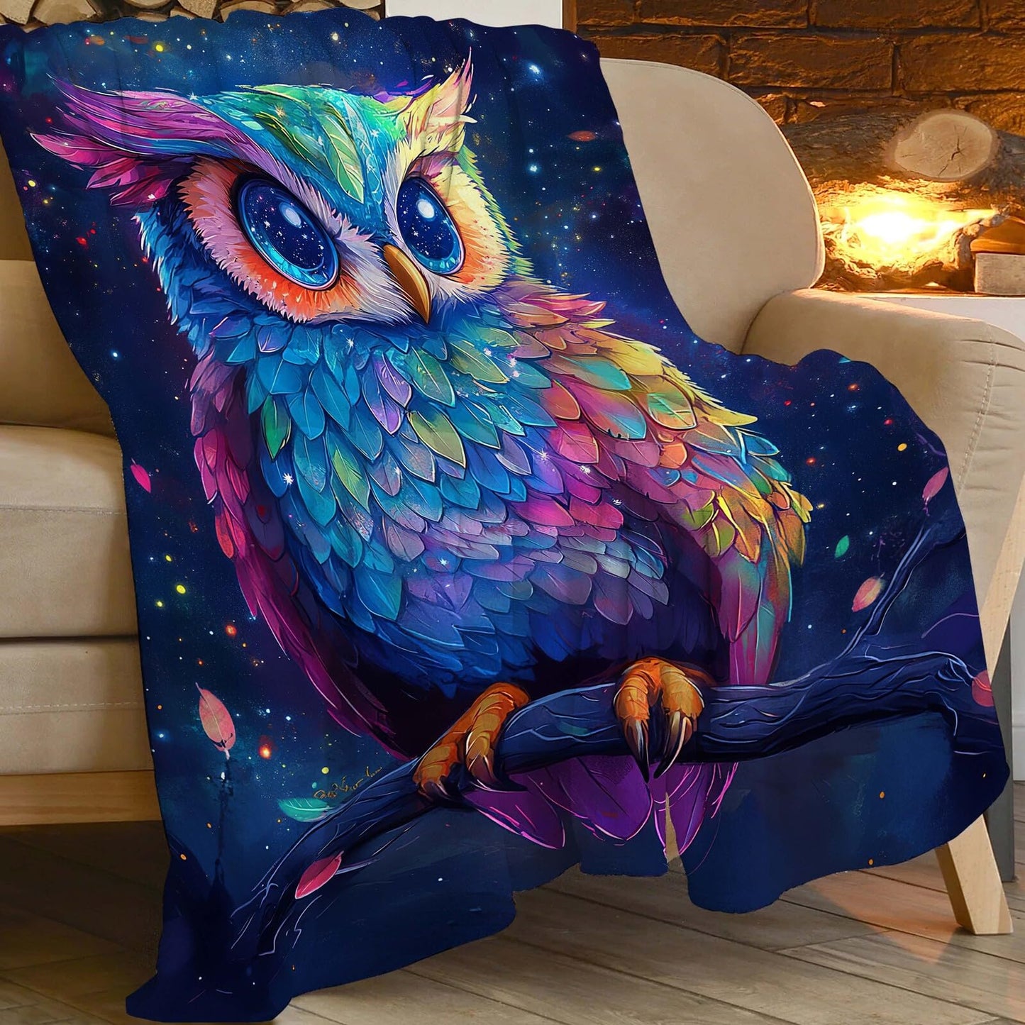 Owl Blanket Cute Owl Throw Blanket Gifts for Women Girls Men Boys Kids Adults Super Soft Cozy Plush Fluffy Fuzzy Fleece Blanket Decor 40''X50''