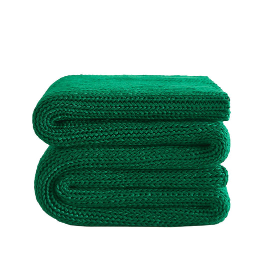 L'AGRATY Knitted Weighted Blanket - 60''x80'' 20lbs Cooling Chunky Knit Heavy for Adults Braided Crochet Throw Thick Cable Yarn Decorative No Beads Evenly Machine Washable, Green