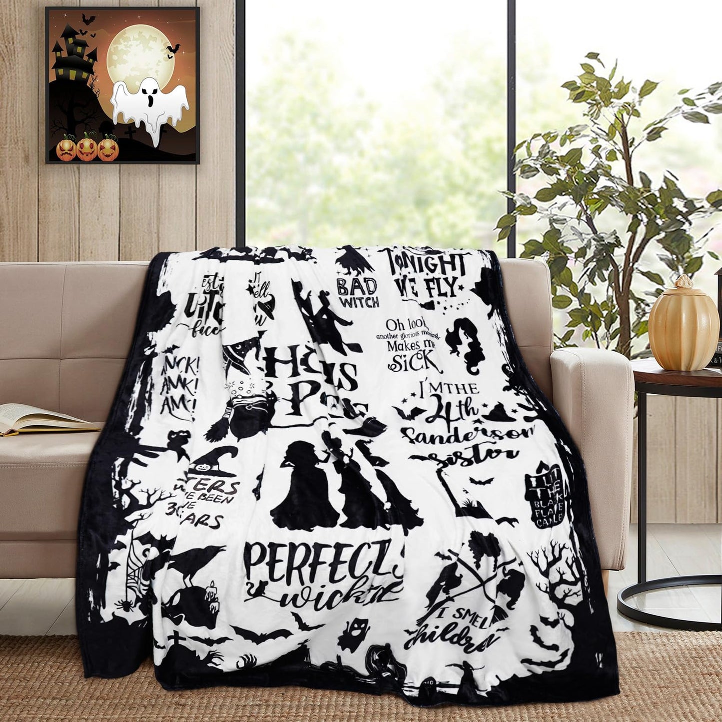 Metawu Halloween Blanket,Witch Flannel Throw Blankets, for Kids Women,Halloween Throw Blanket for Couch Sofa Bed Chair Decorations 50 x 60 inches